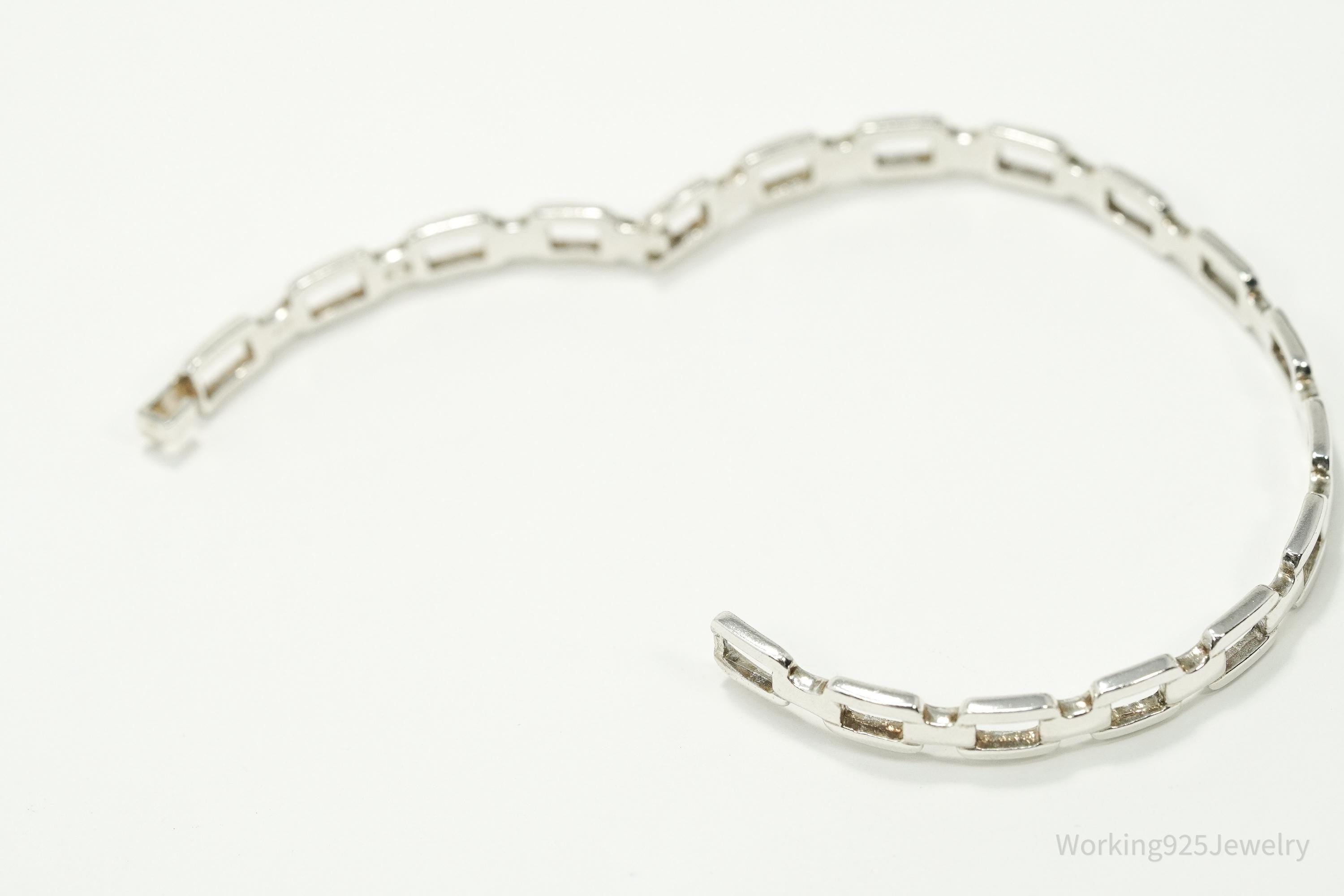 Vintage Chain Link Design Sterling Silver Bracelet - 7 5/16"
