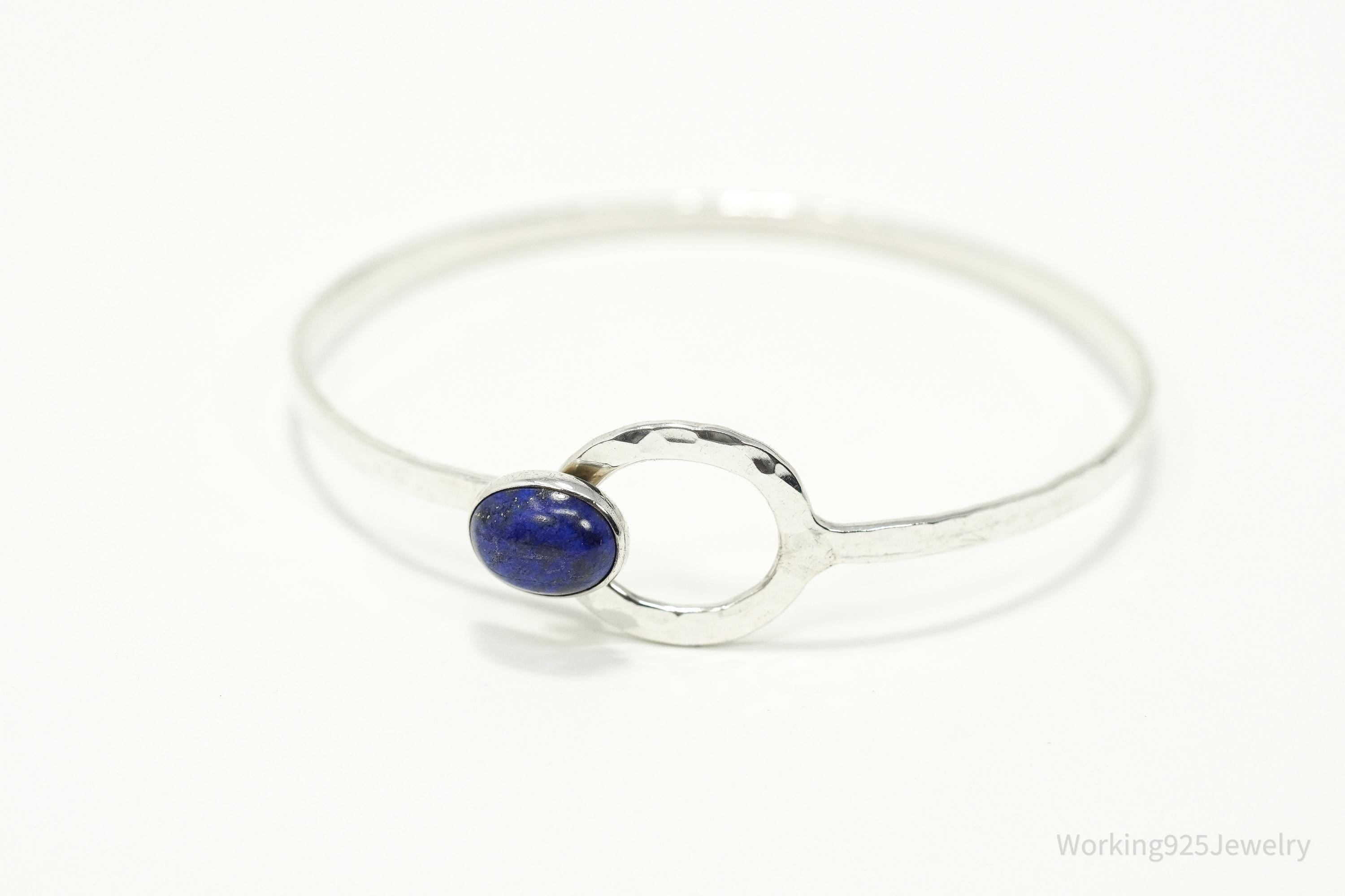 Holcombe Modernist Style Blue Lapis Lazuli Sterling Silver Bracelet - 6 3/8"