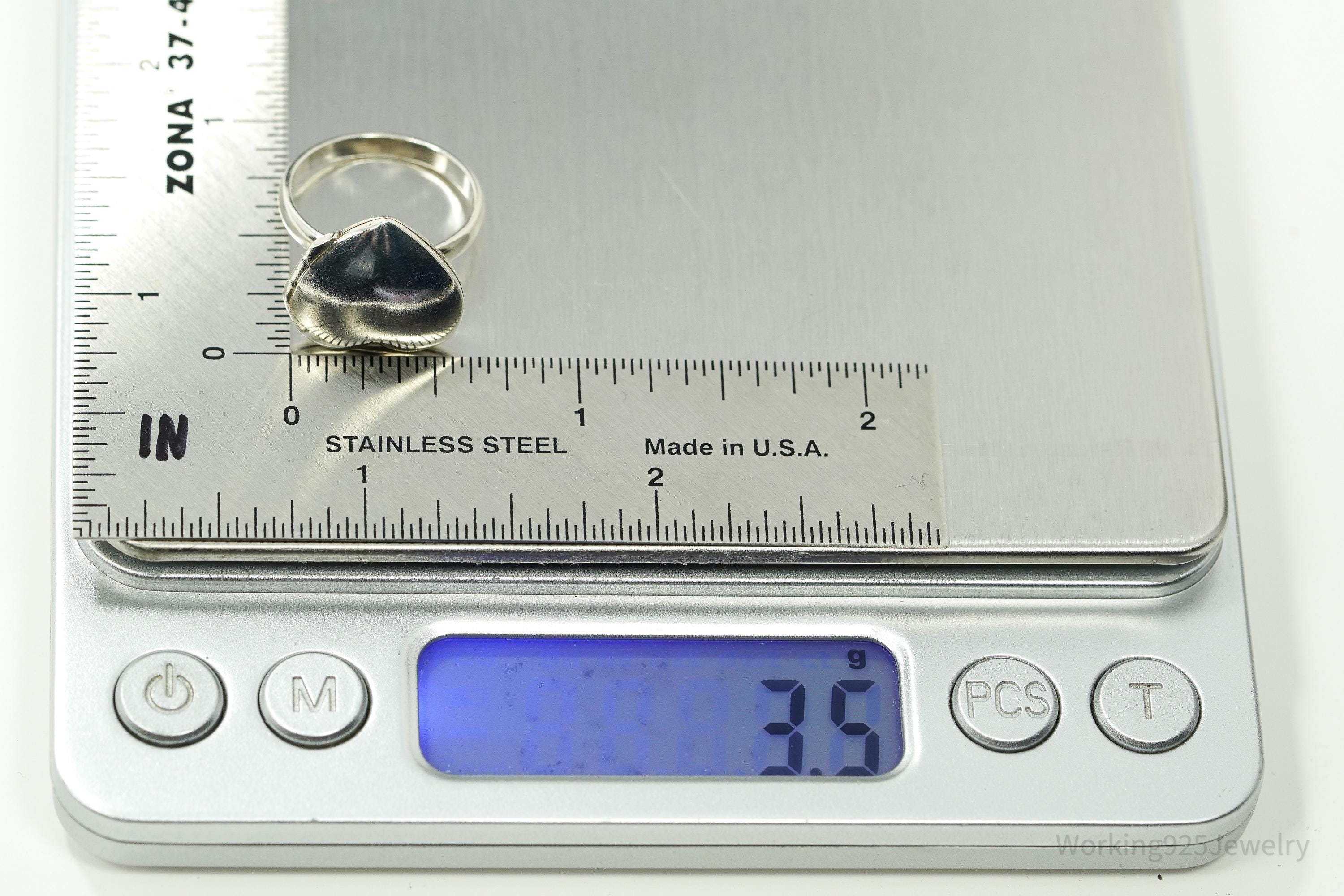 Vintage Heart Locket Sterling Silver Ring - Size 5.5