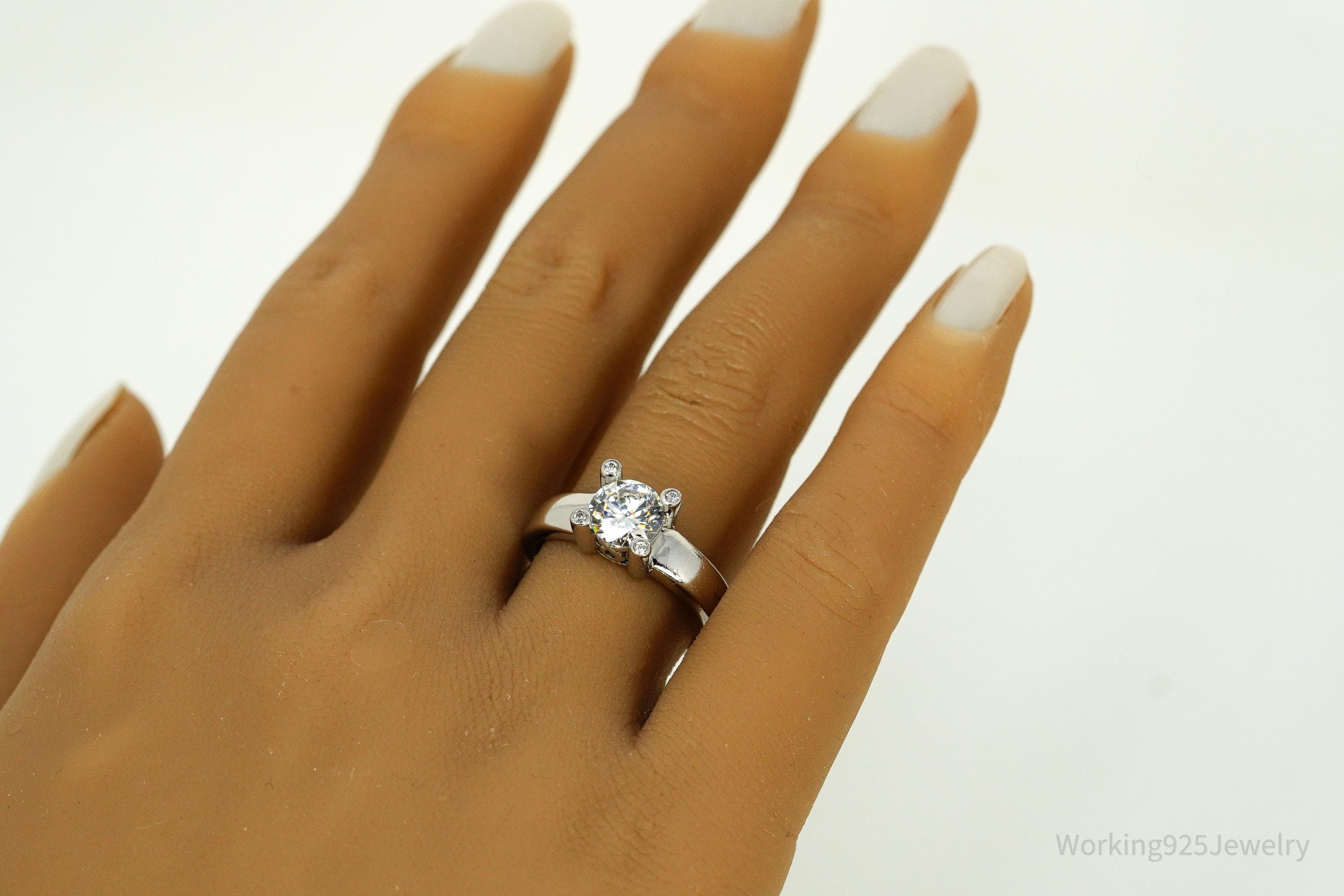 Vintage Diamonique Cubic Zirconia Sterling Silver Ring Size 8