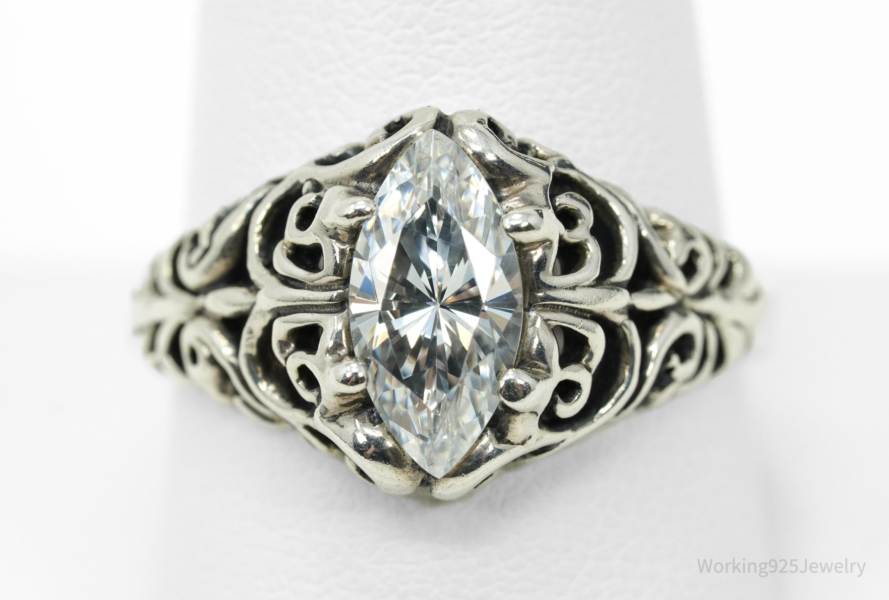 Vintage KABANA Diamonique Cubic Zirconia Sterling Silver Ring - Size 10.25