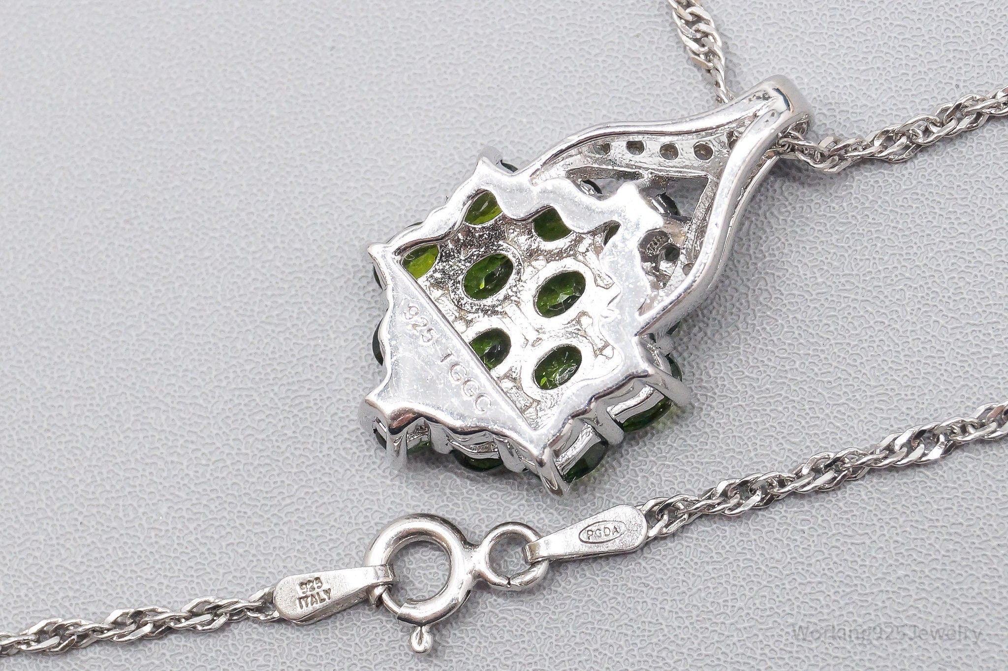 JTV's TGGC Lab Emerald & White Zircon Sterling Silver Necklace 22"