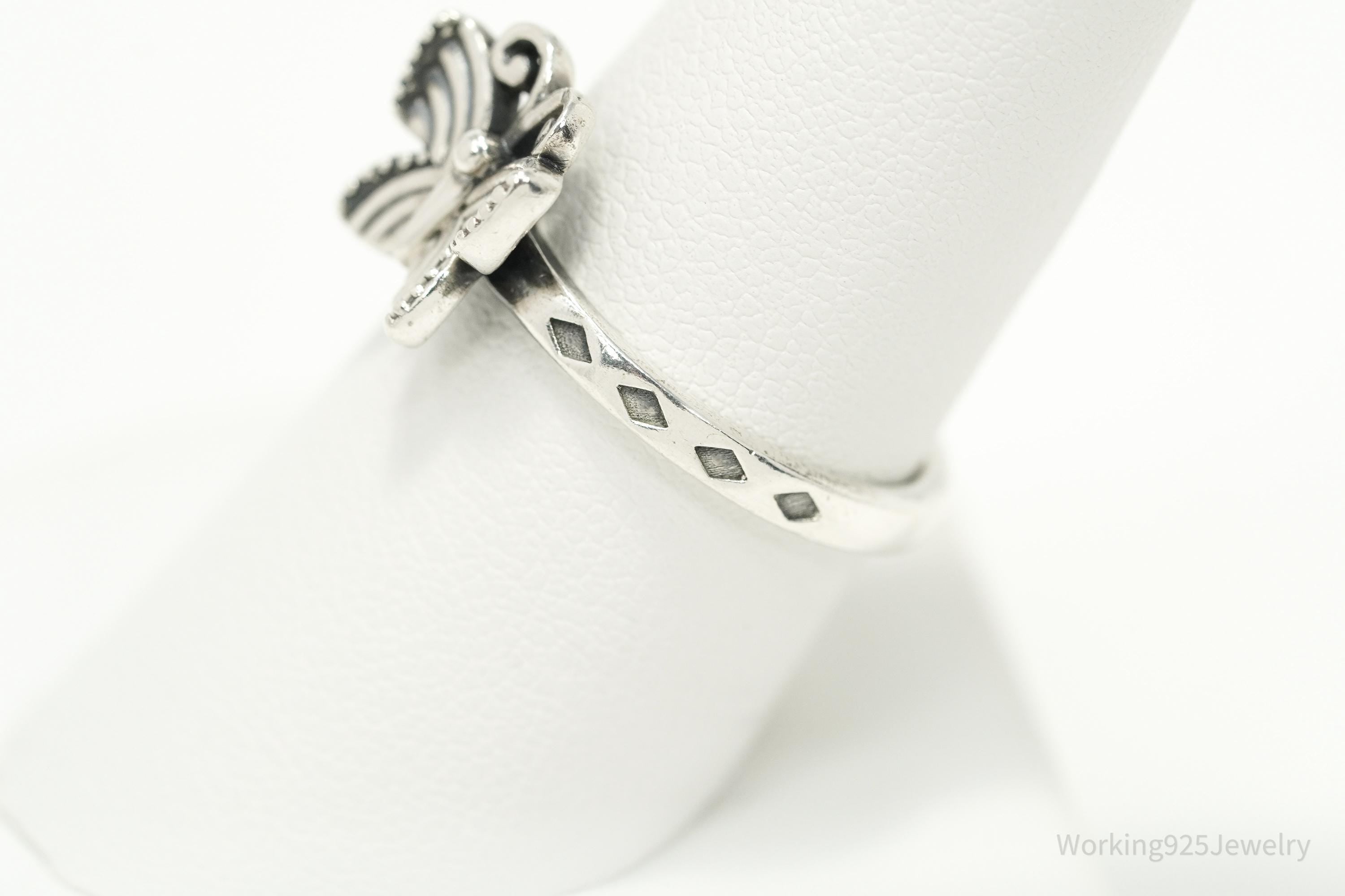 Vintage Butterfly Sterling Silver Ring - Size 8