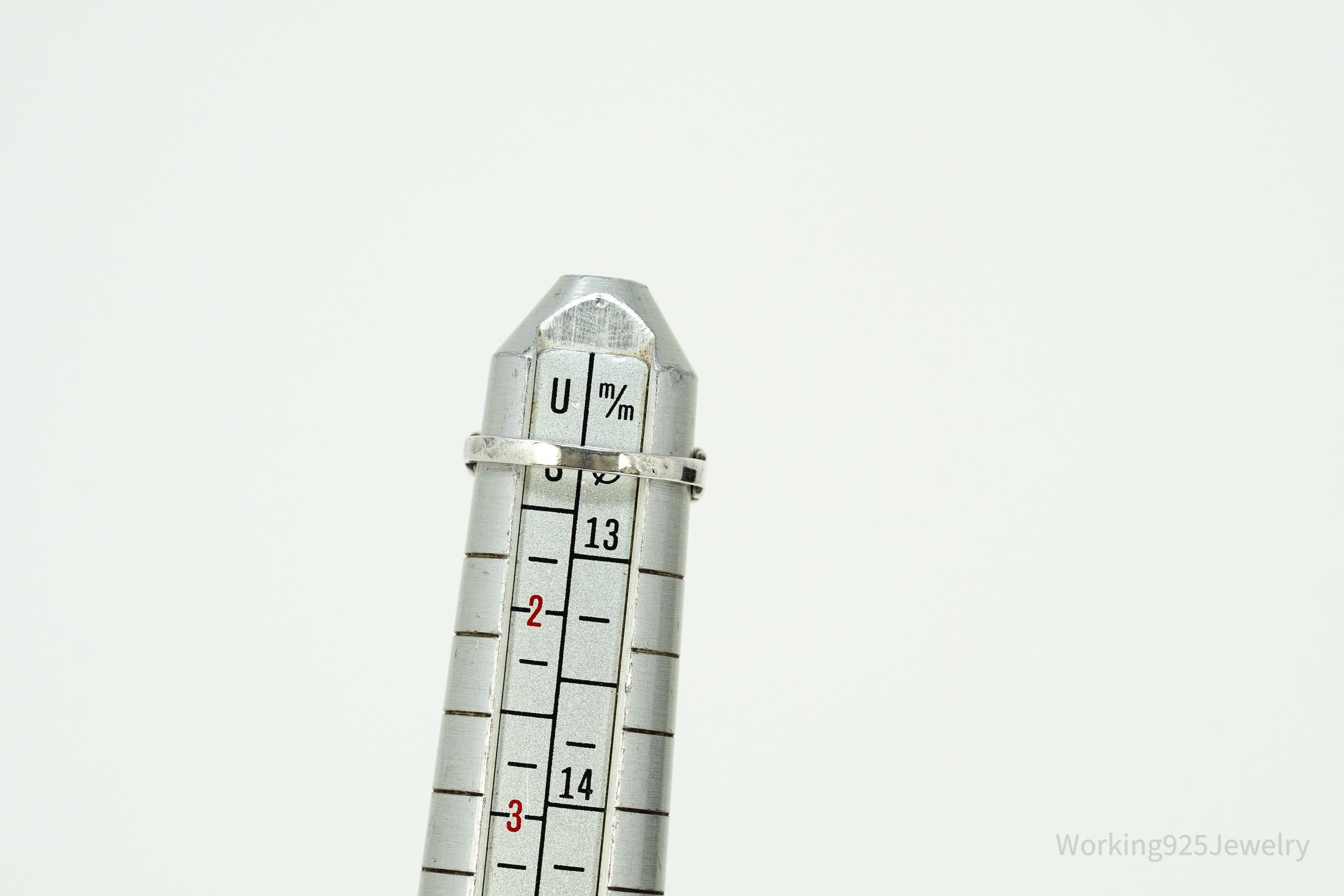 Vintage Handmade Native American Turquoise Silver Ring / Toe Ring - Size 1.25