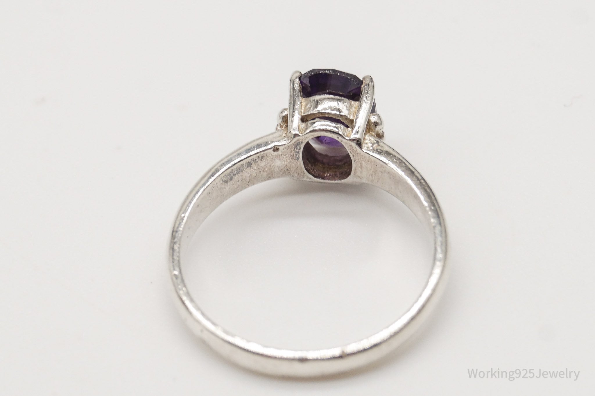 Vintage Purple Cubic Zirconia Sterling Silver Ring - Size 5.75