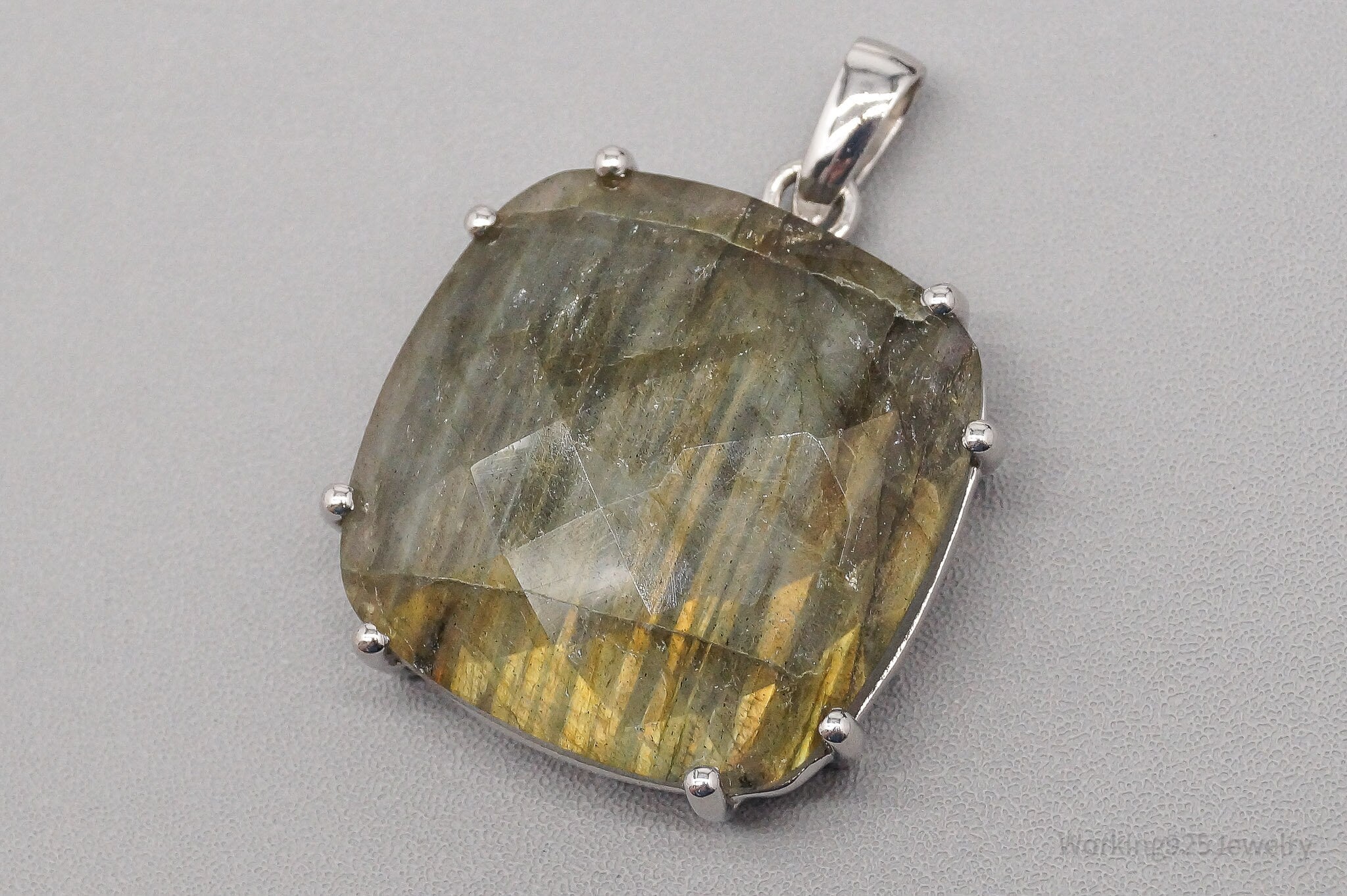 Vintage TGGC Large Labradorite Sterling Silver Necklace Pendant