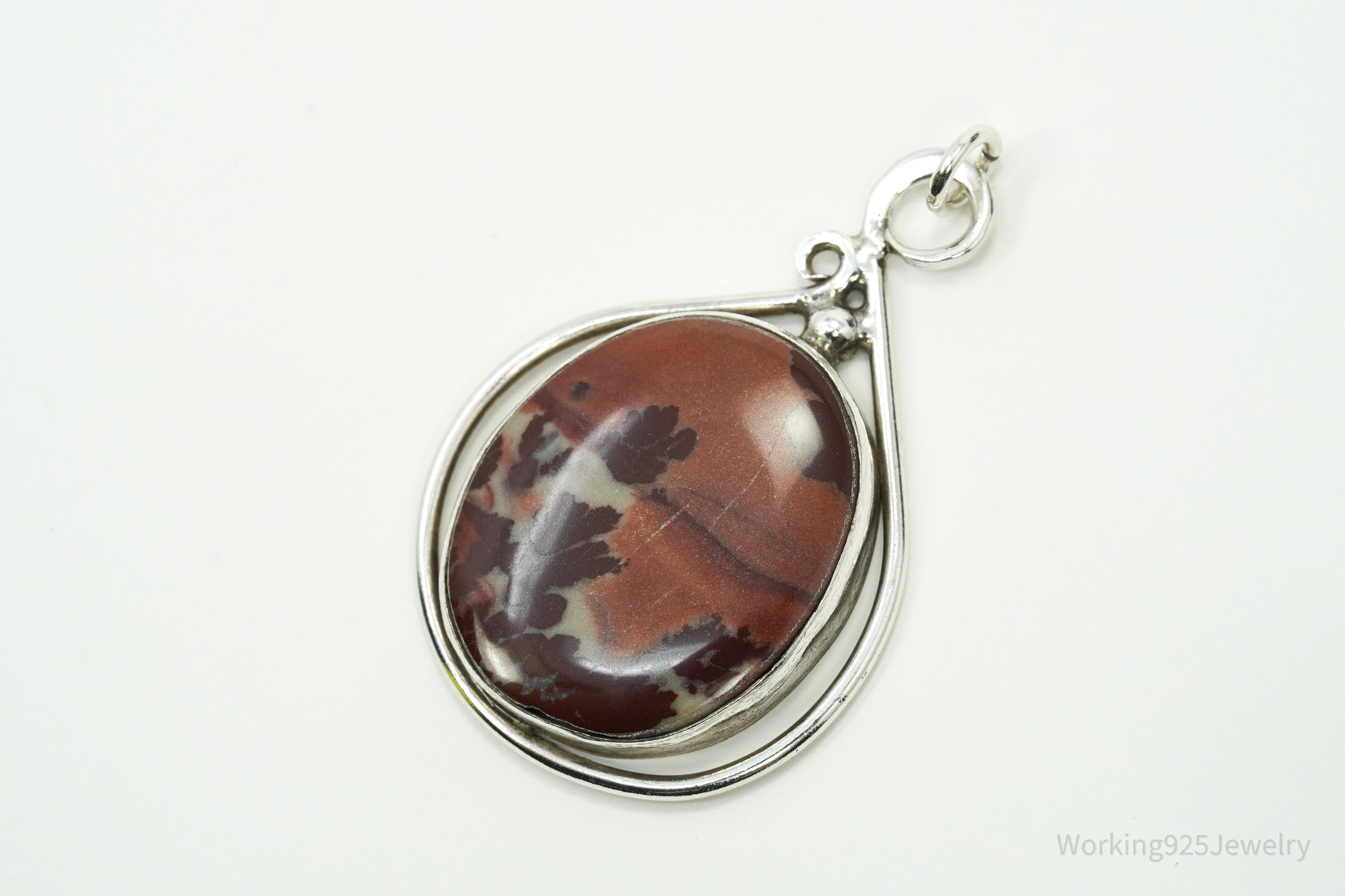 Vintage Jasper Sterling Silver Necklace Pendant