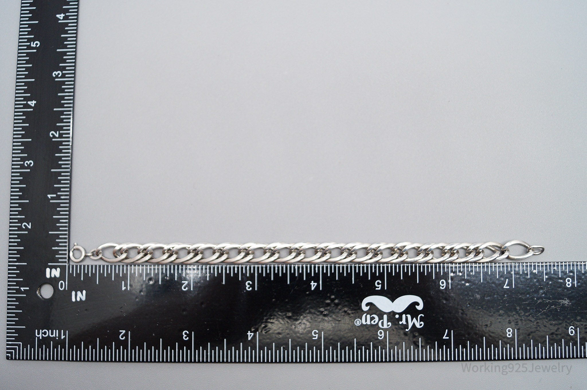 Vintage JB Mid Century Sterling Silver Chain Bracelet - 7.5"