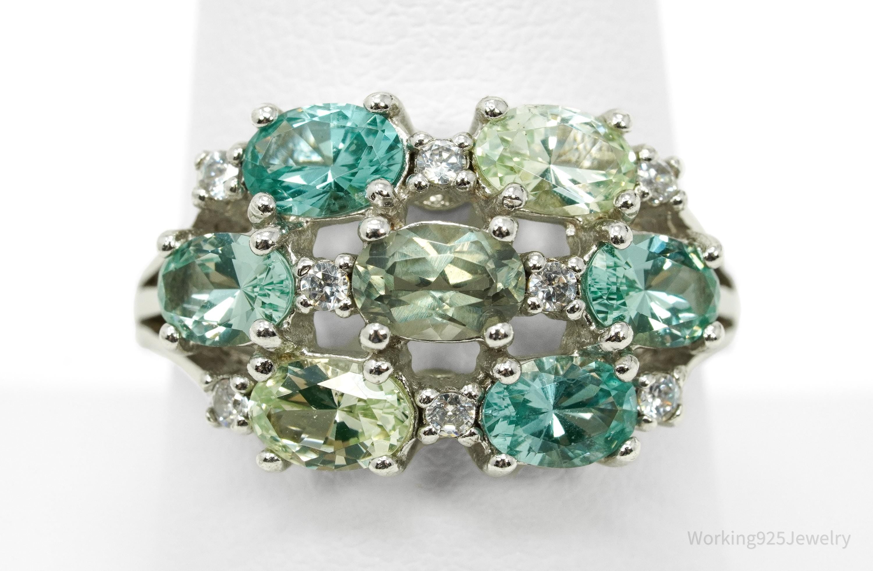 Vintage JOSEPH ESPOSITO ESPO Multi Gemstone Sterling Silver Ring - Size 9