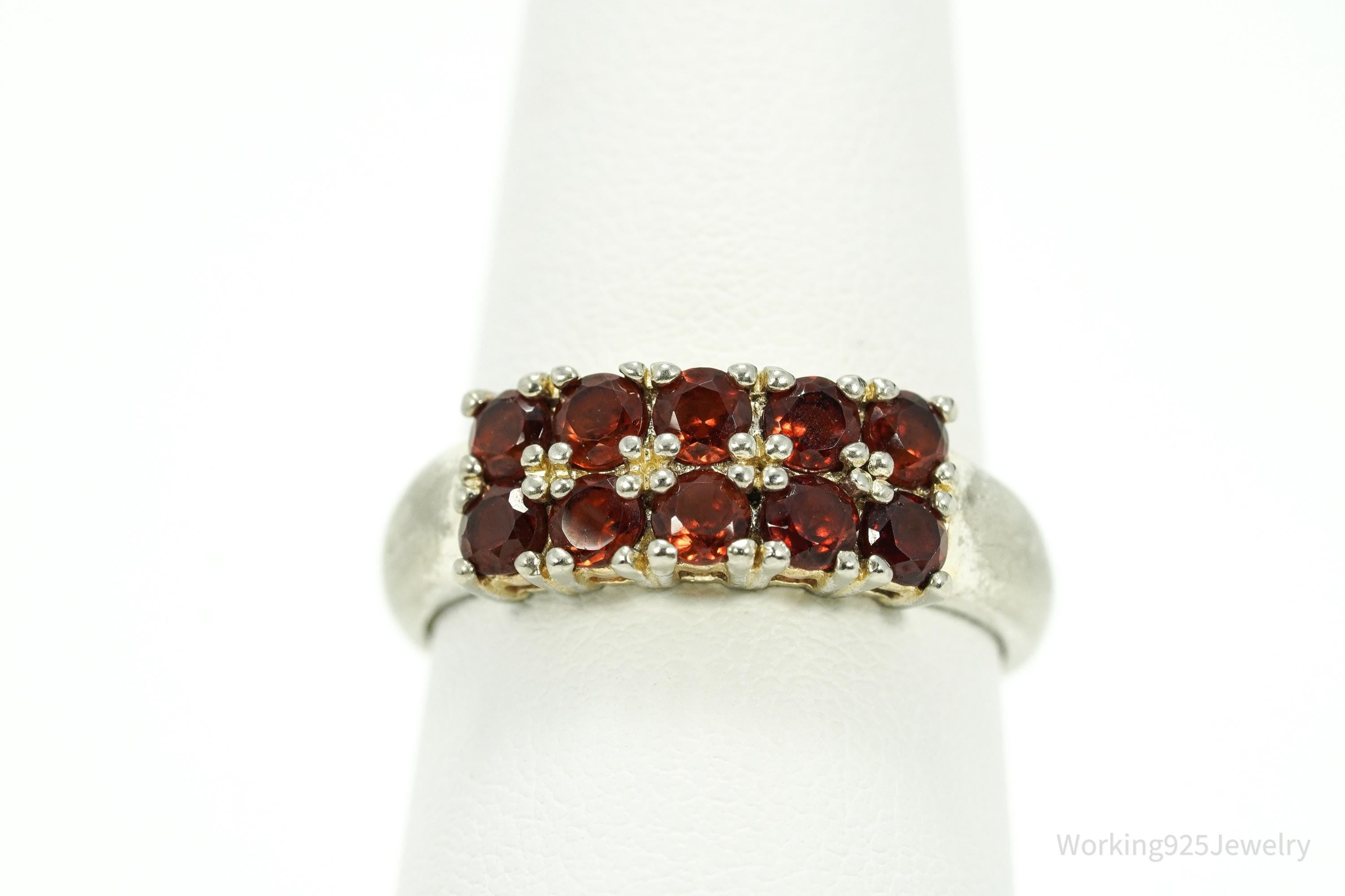 Vintage Garnet Sterling Silver Ring - Size 8