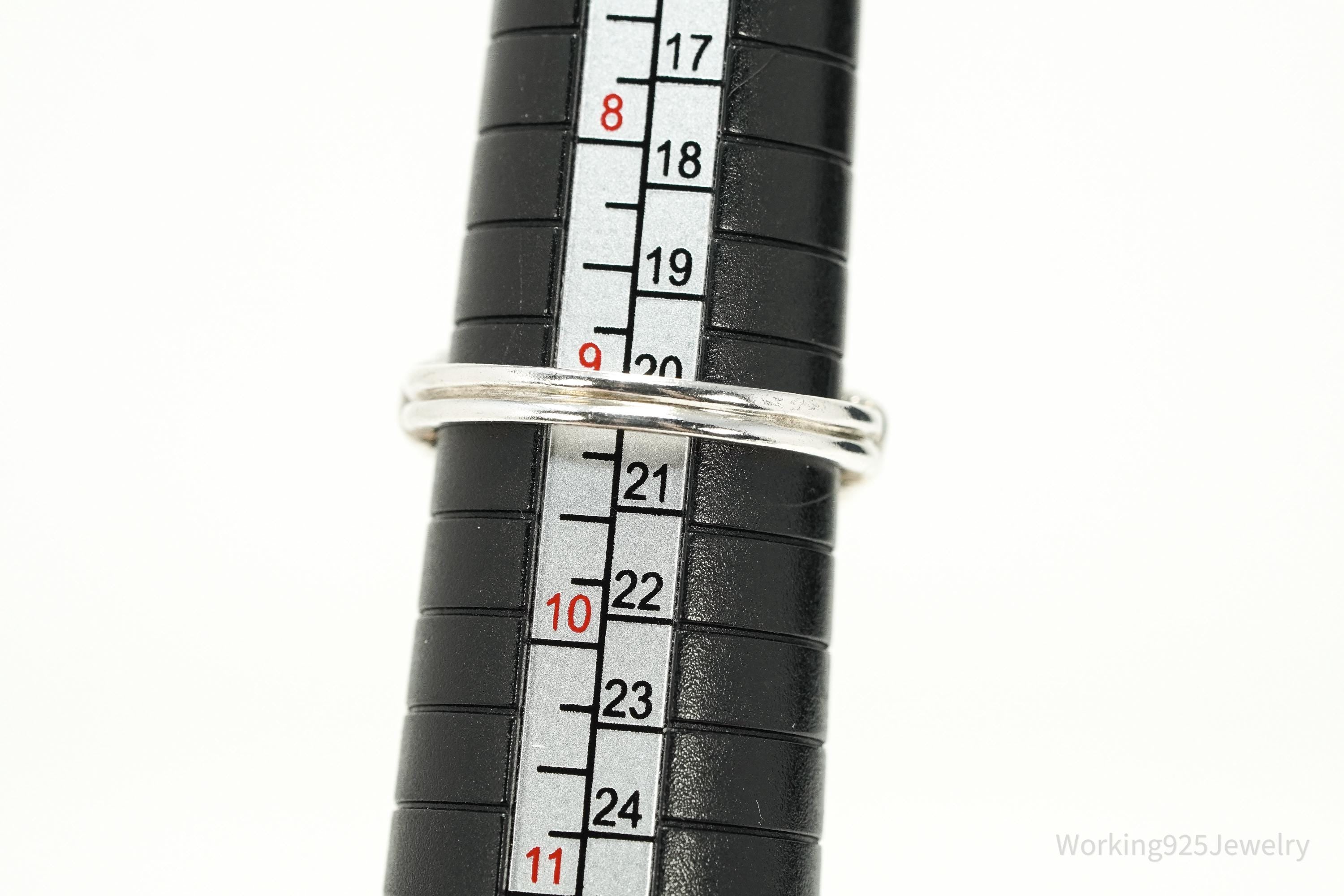 Vintage Turquoise Split Shank Sterling Silver Ring Size 9