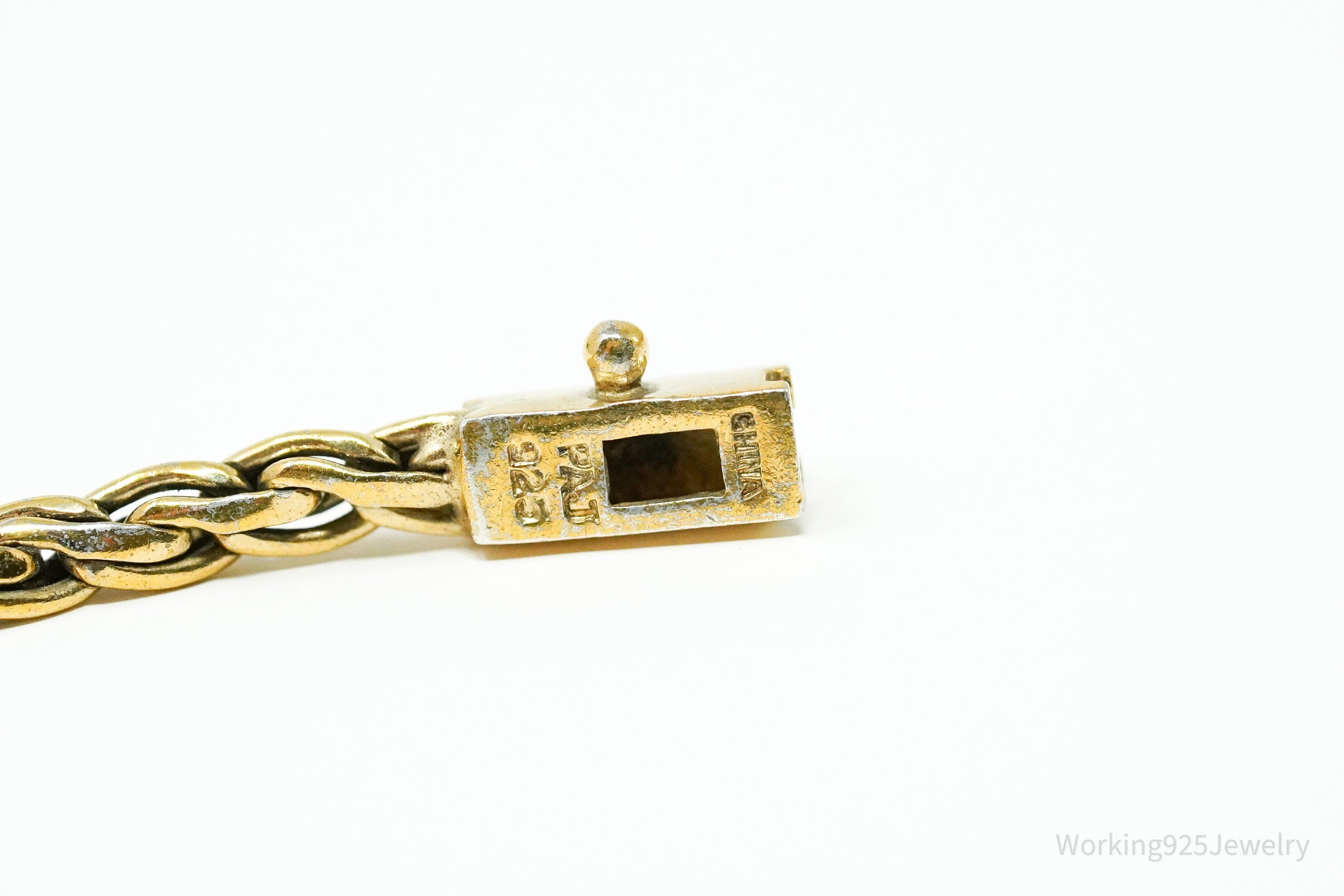 Vintage PAJ Diamond & Ruby Gold Over Sterling Silver Bracelet 7.25"