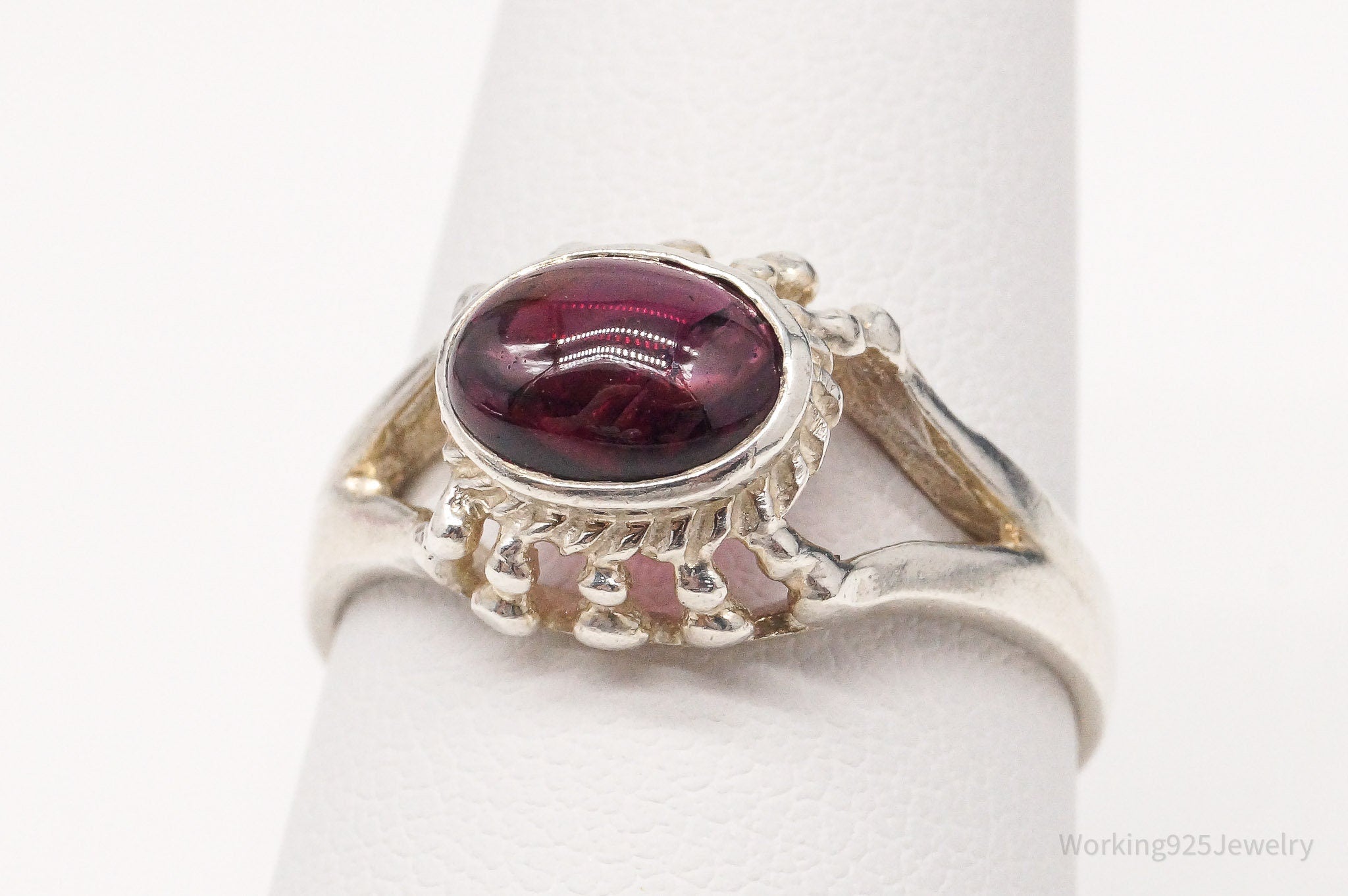 Vintage Rhodolite Garnet Sterling Silver Ring - Size 8.5