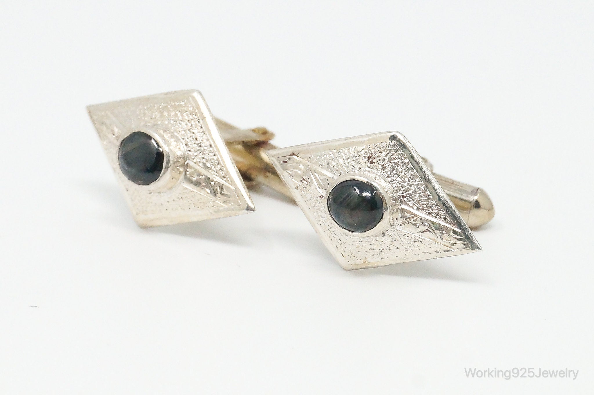 Vintage Siam Dark Stone Sterling Silver Cufflinks