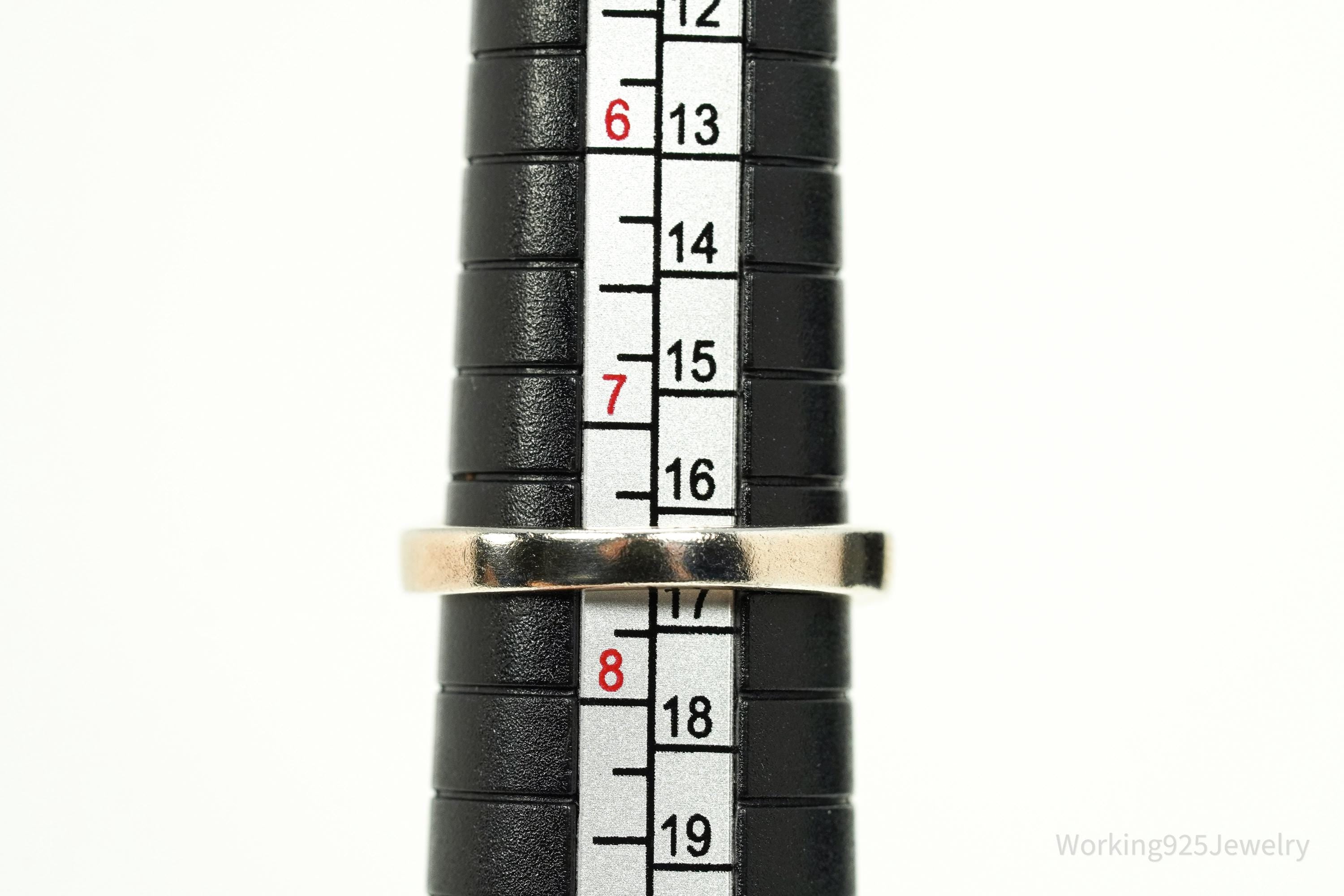 Vintage Pink & White Cubic Zirconia Opal Inlay Rose Gold Vermeil Sterling Silver Ring - Size 7.5