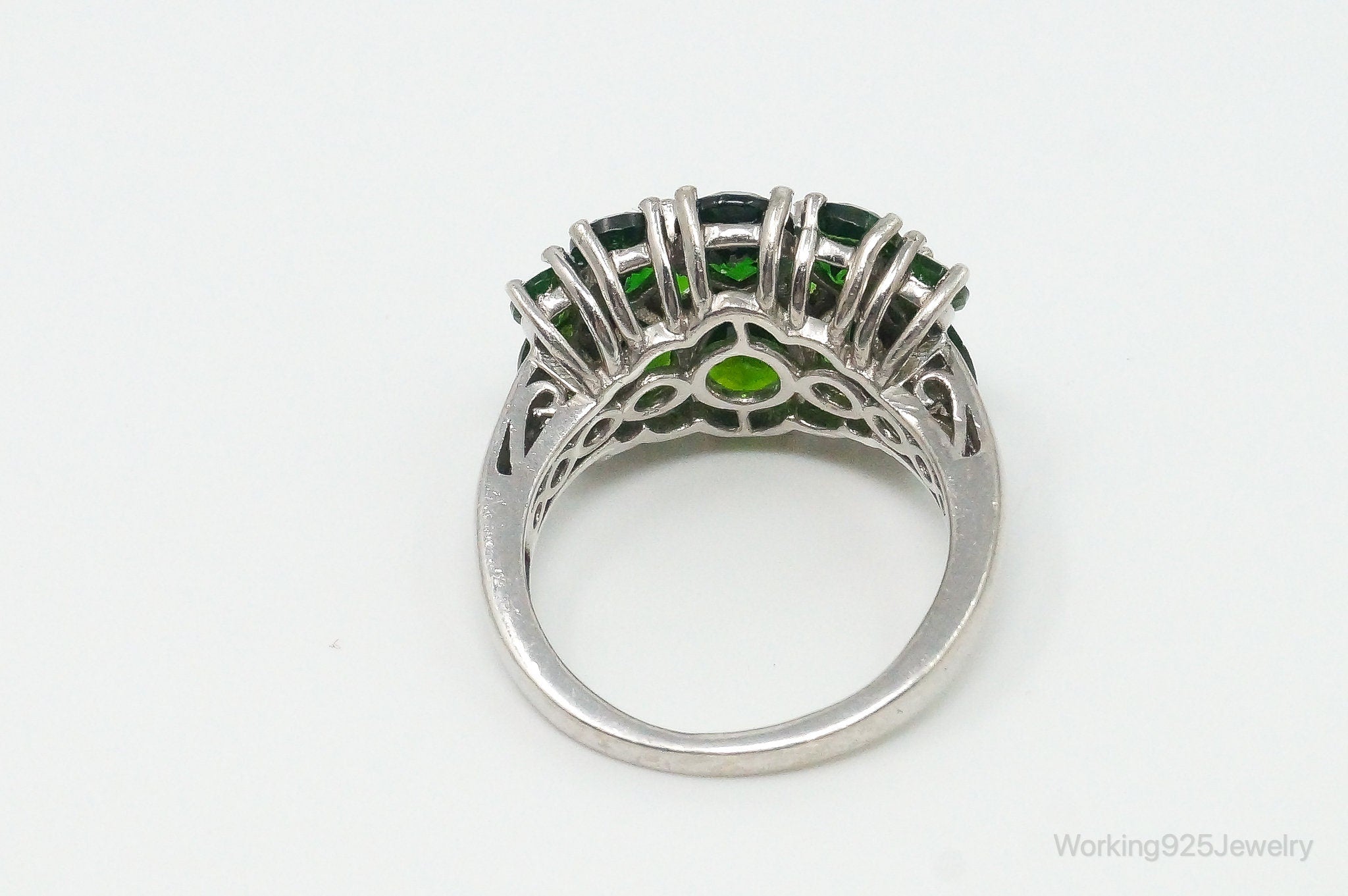 Vintage Peridot Art Deco Sterling Silver Ring - Size 7