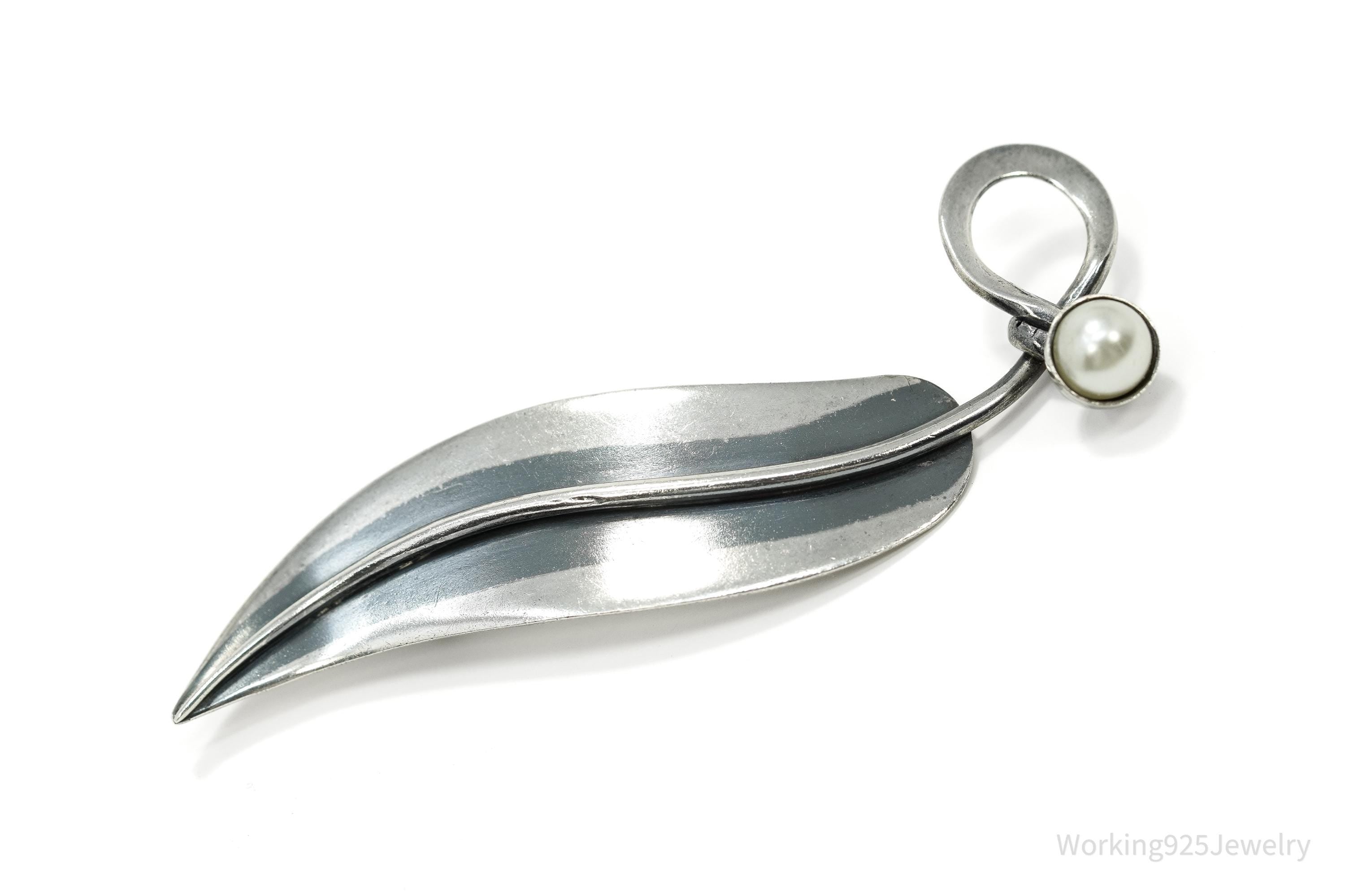 Vintage Taxco Artist Orvelo Pearl Brooch | Working 925 Jewelry