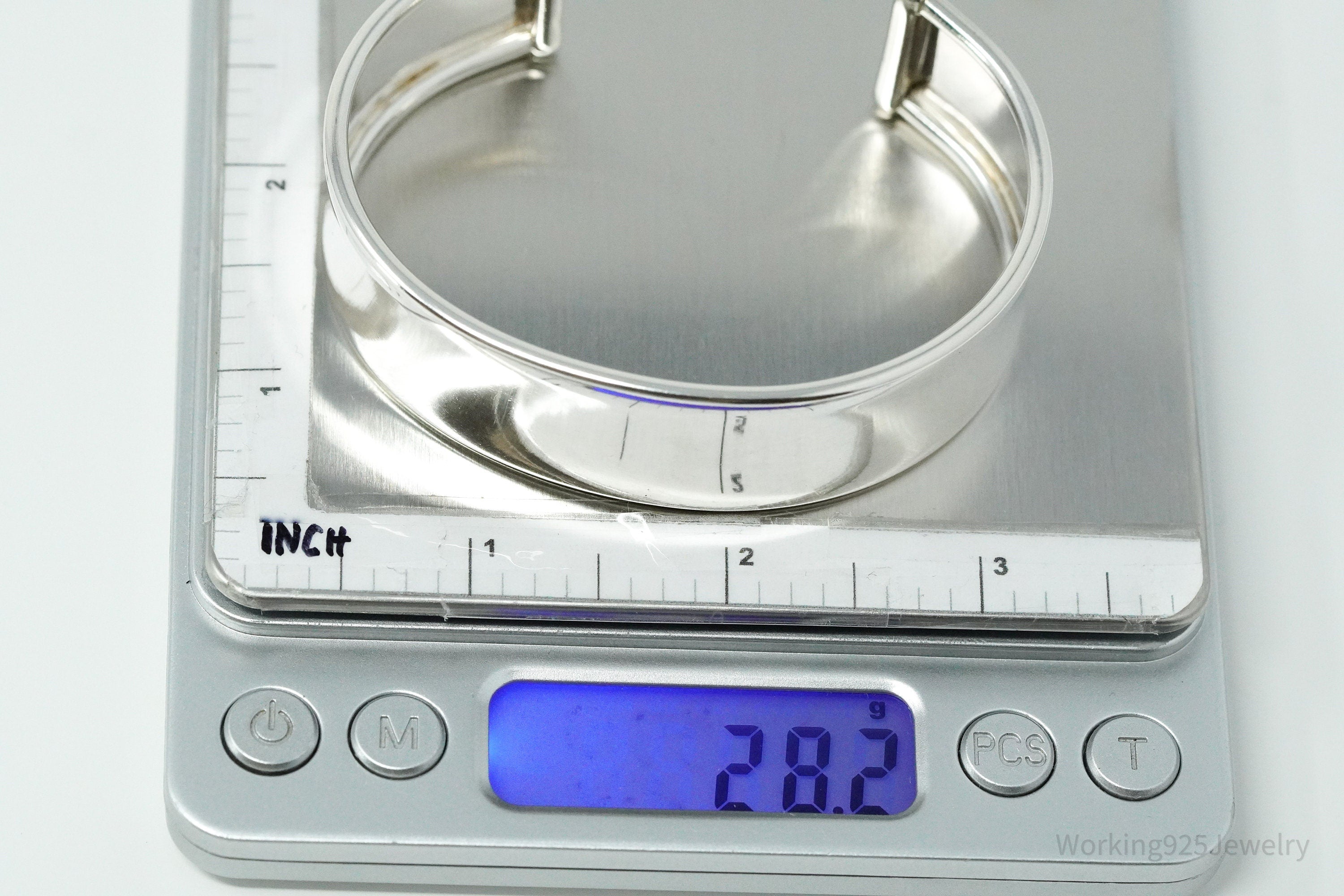 Vintage Italian .999 Fine Silver Wide Cuff Bracelet 7 5/8"