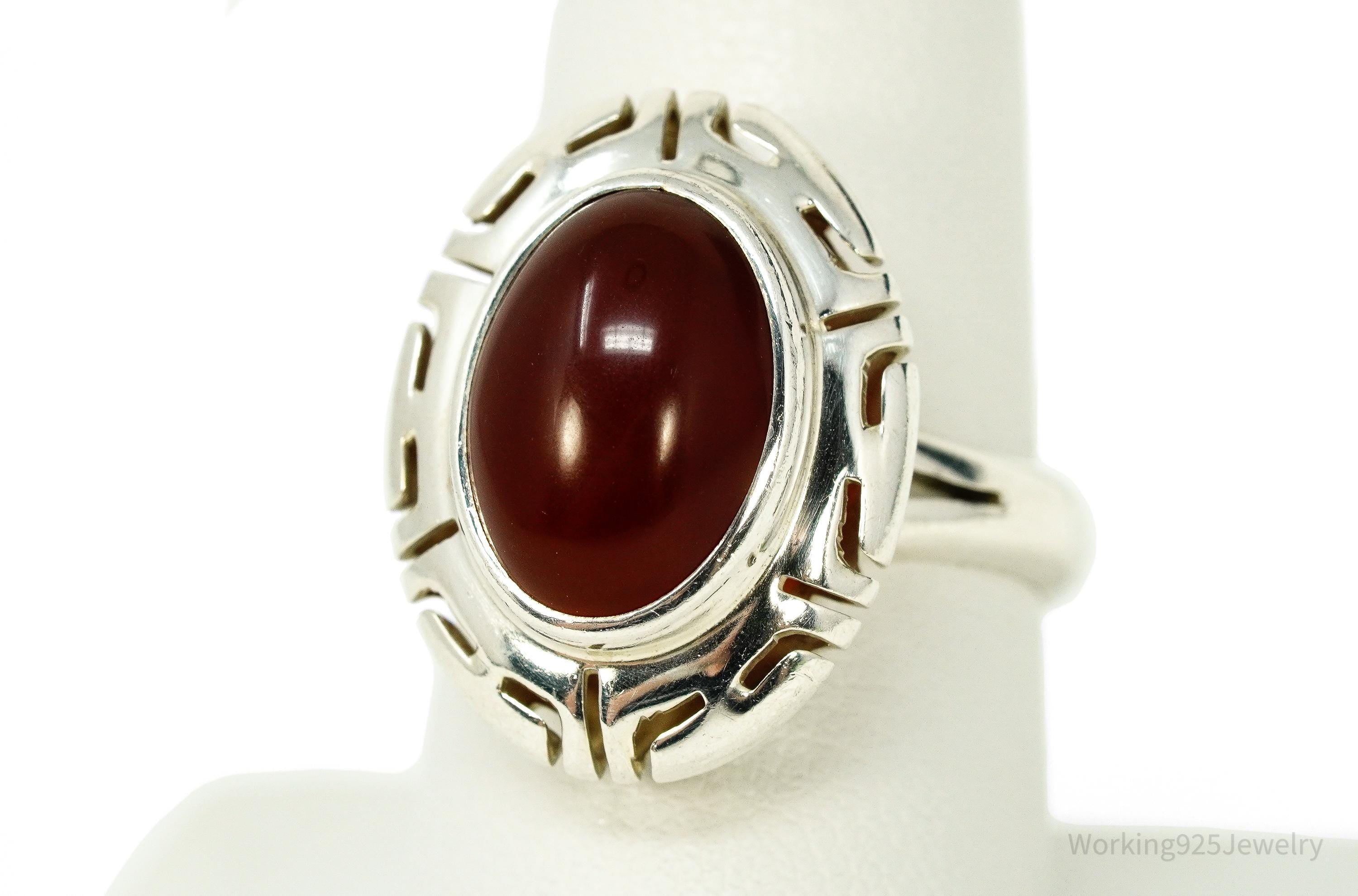 Vintage Mexico CII Carnelian Sterling Silver Ring Size 8