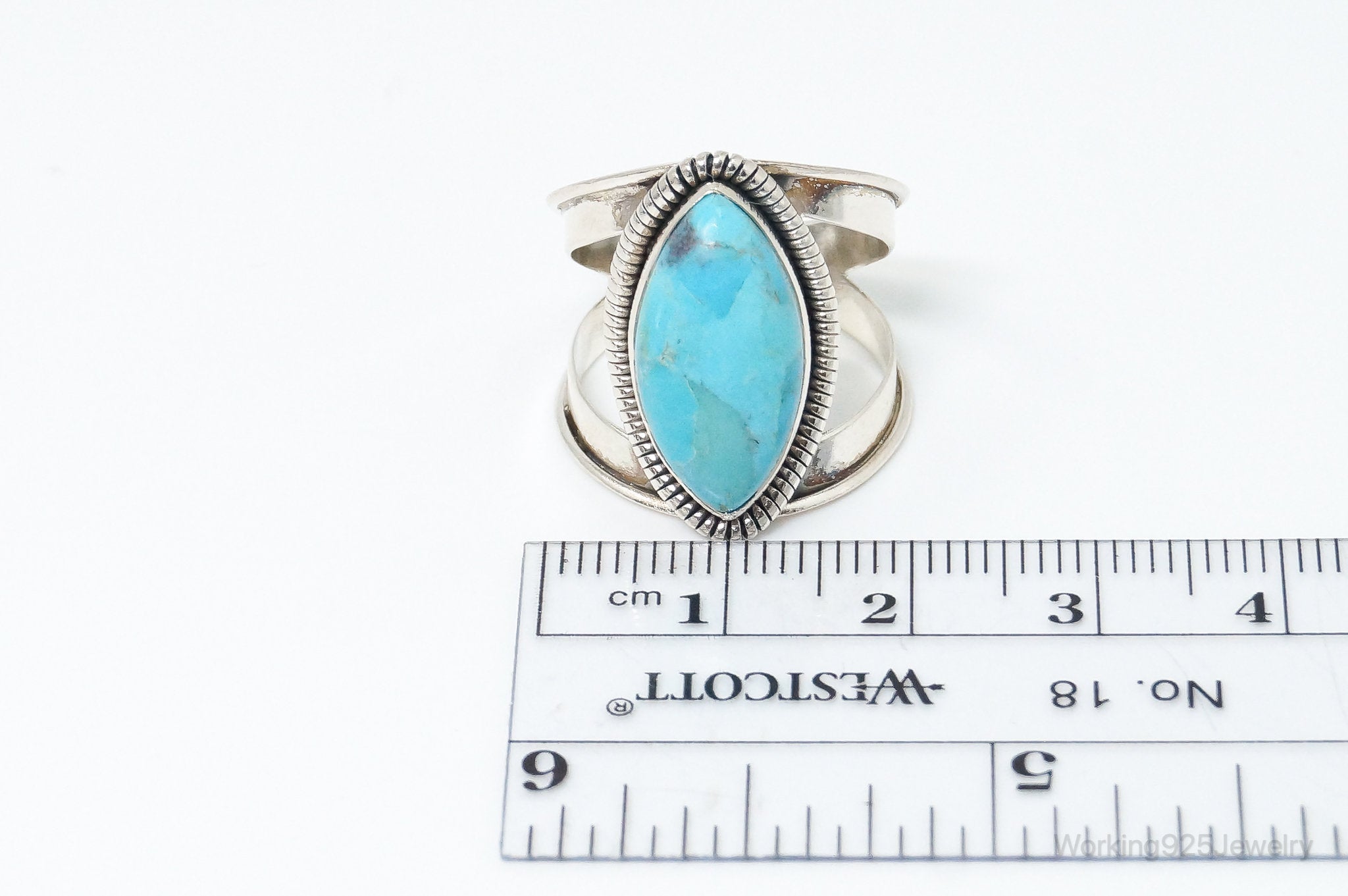 Vintage Turquoise Sterling Silver Ring - SZ 7.25