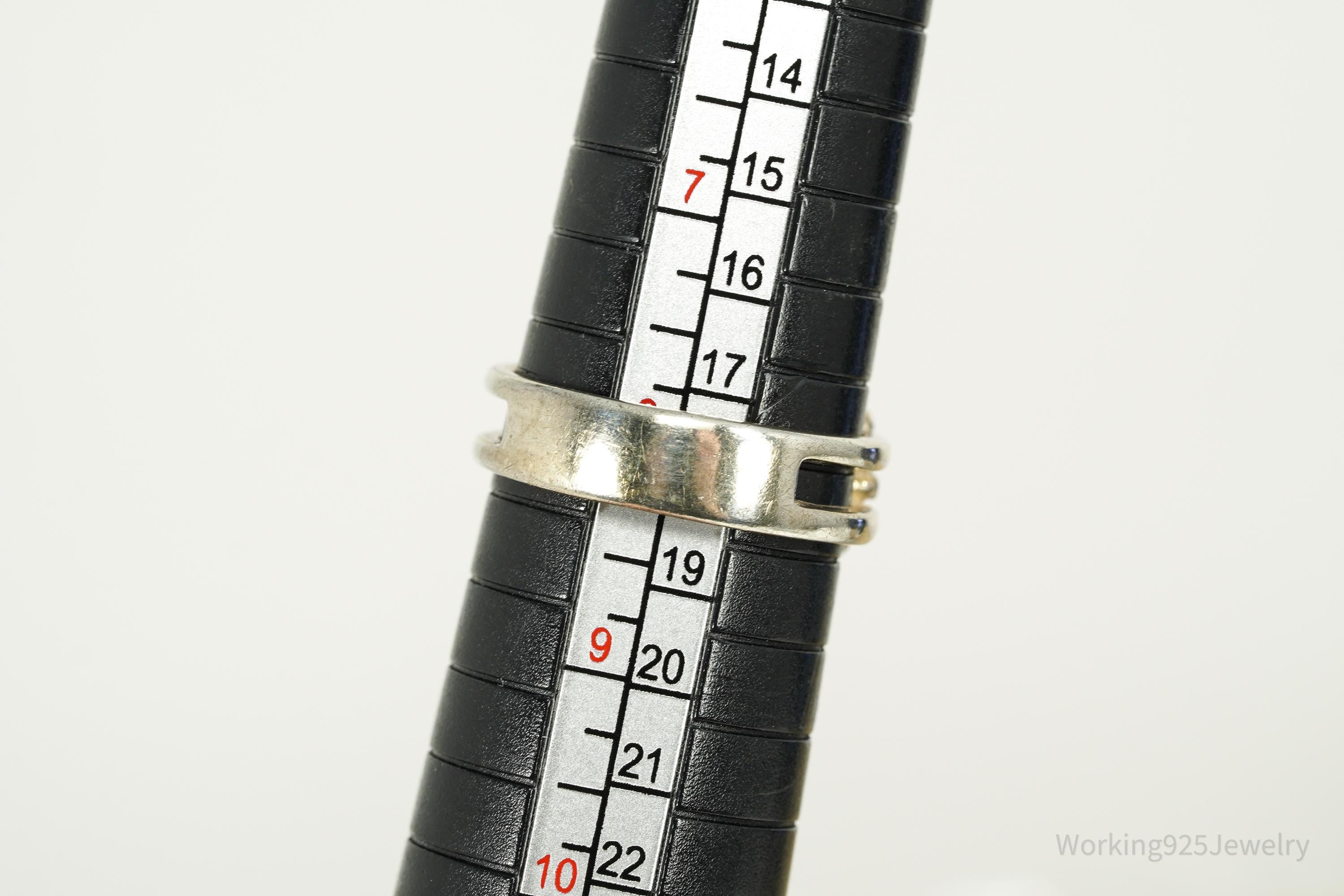 Vintage Lab Ruby Sterling Silver Ring - Size 8.25