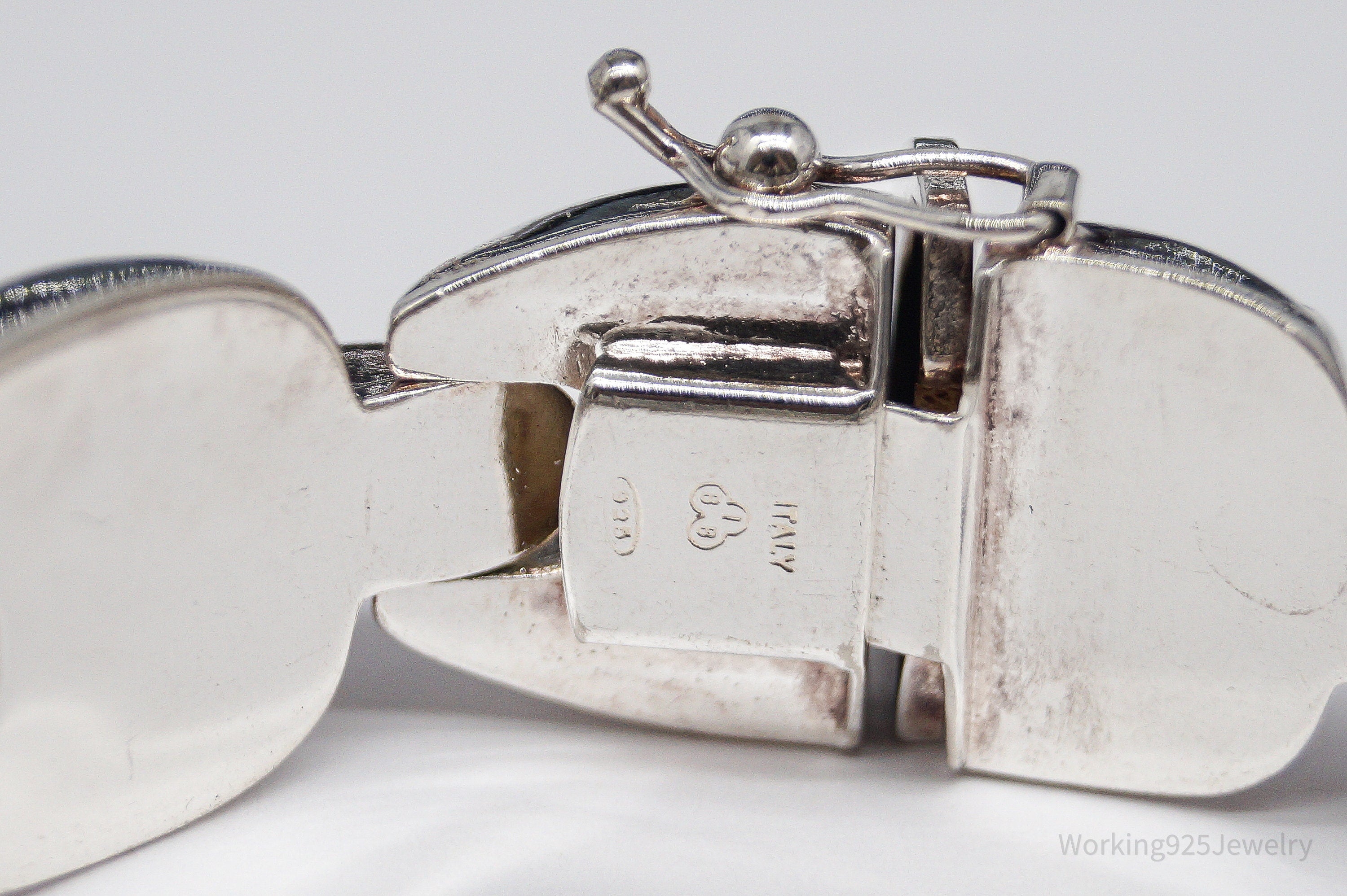 Vintage Italy Designer Puffy Fancy Link Sterling Silver Bracelet - 7 3/8"