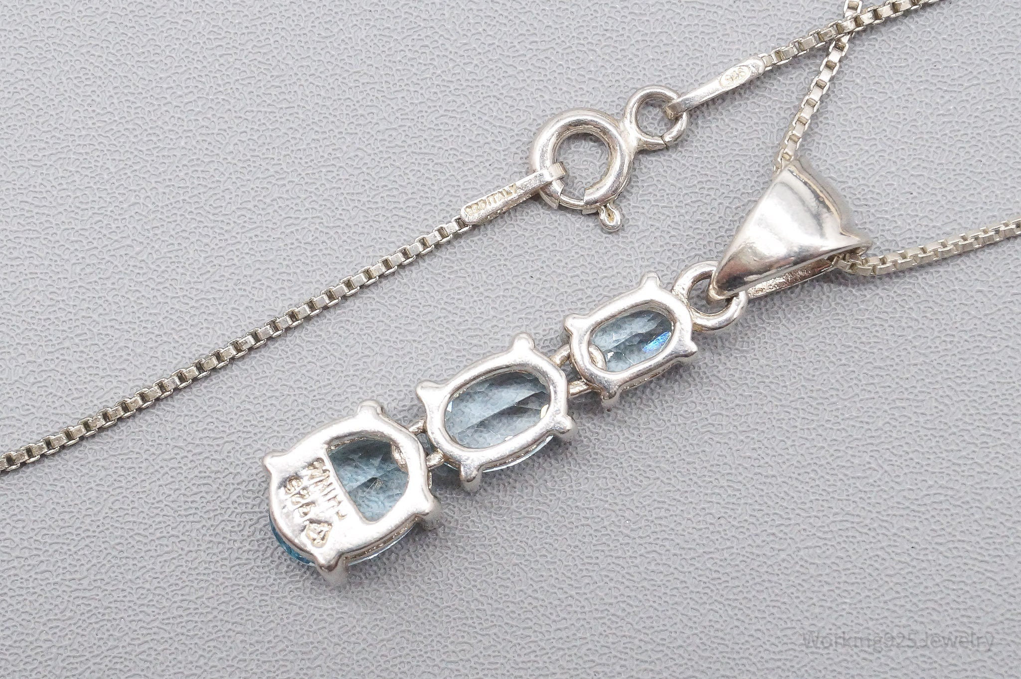 Vintage Blue Topaz Sterling Silver Necklace 18"