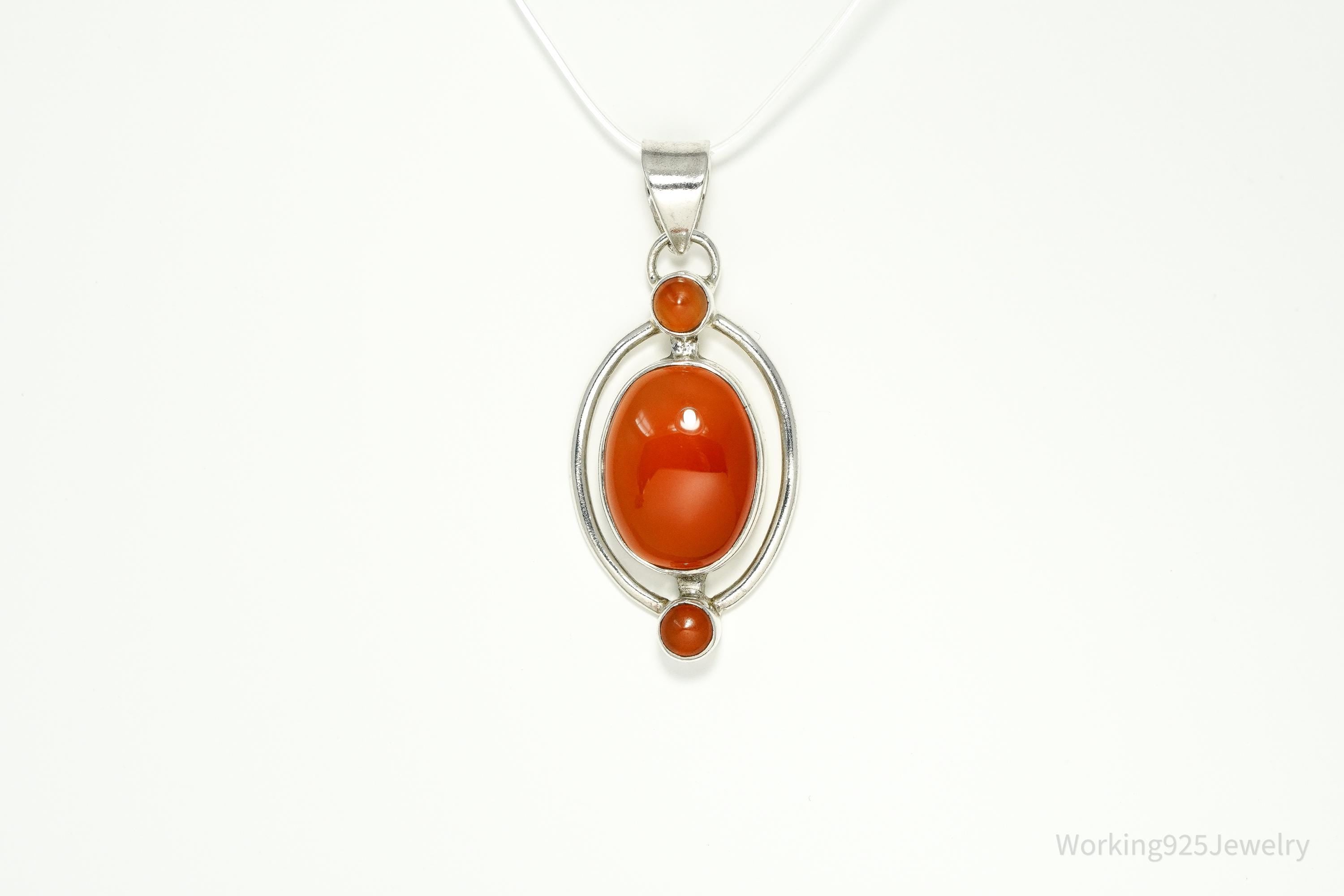 Vintage Carnelian Sterling Silver Necklace Pendant