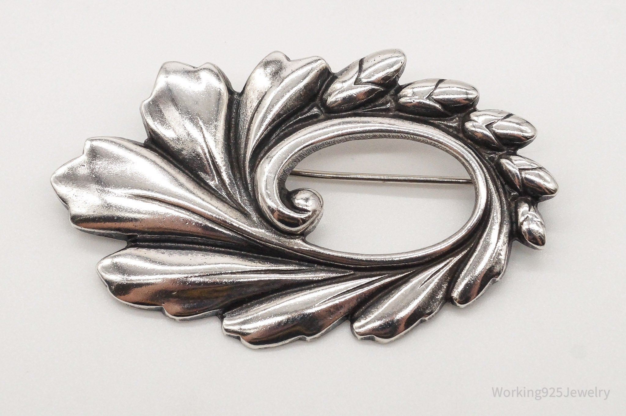 Large Vintage Modernist Viking Craft Sterling Silver Pin Brooch