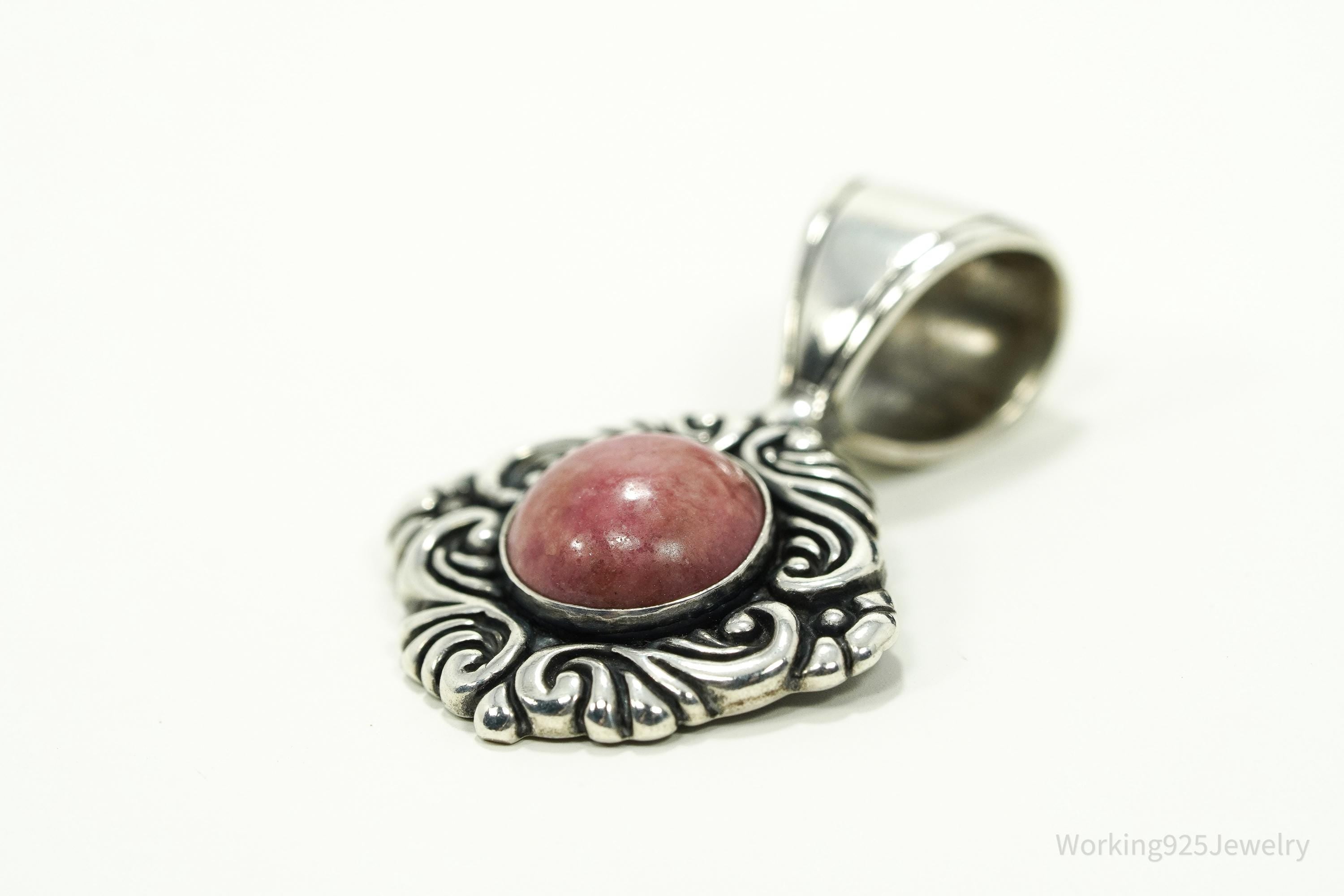 Vintage Western Style Rhodonite Sterling Silver Pendant