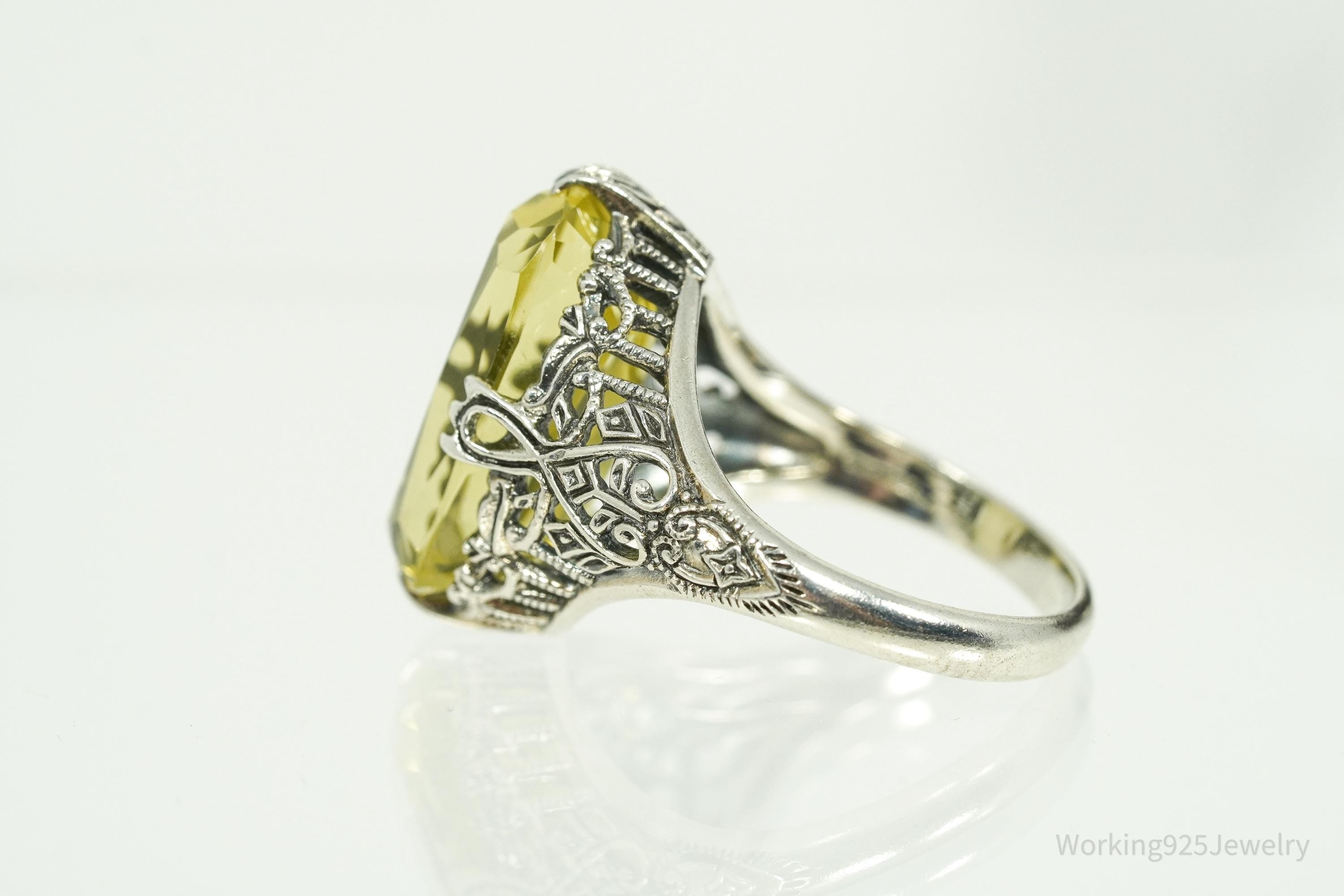 Vintage Designer CNA Citrine Sterling Silver Ring - Size 7