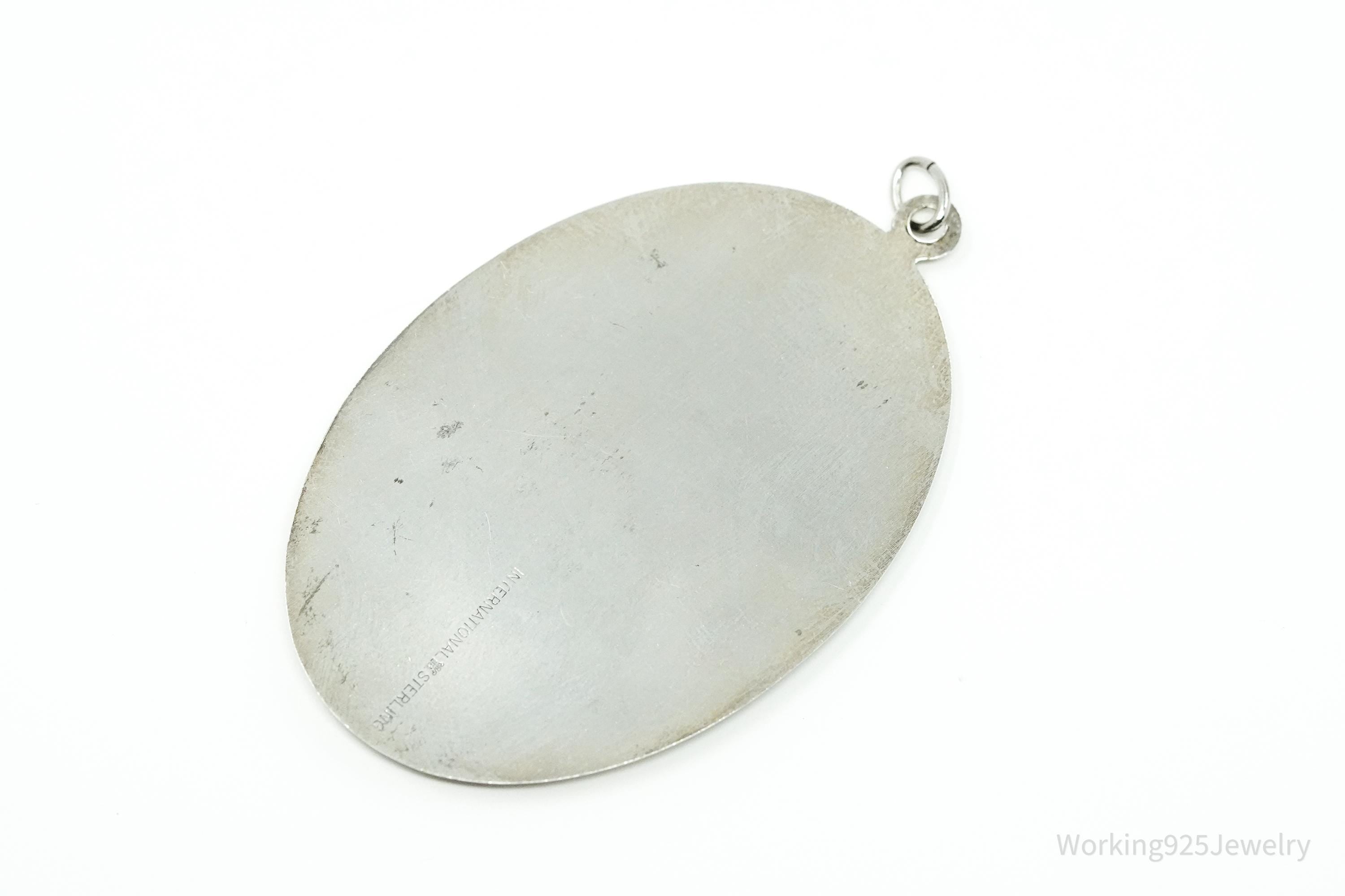 Vintage Large Puffy Birds International Sterling Silver Tree Ornament Pendant