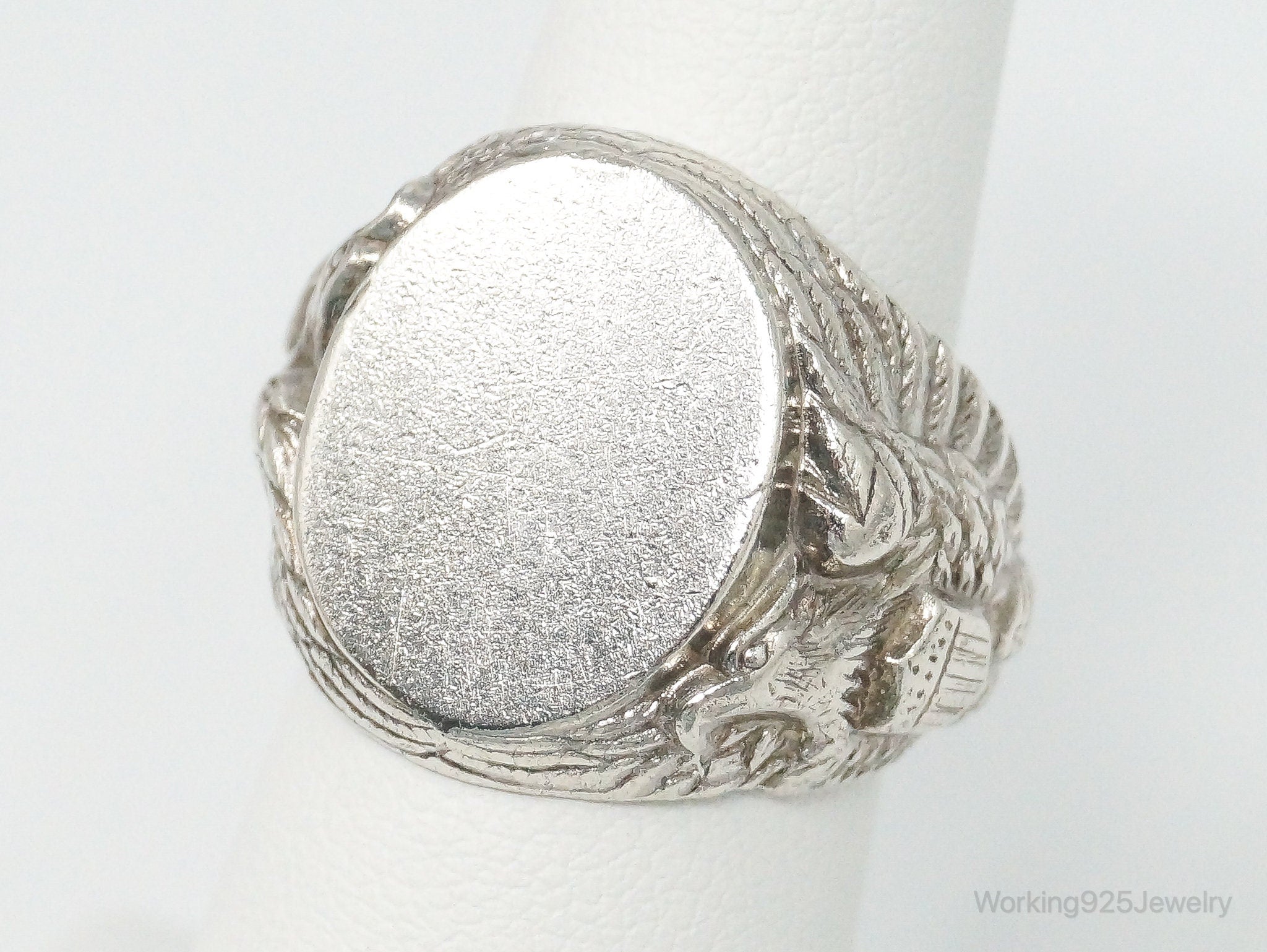 Vintage United States Military Engrave Sterling Silver Ring - Size 7