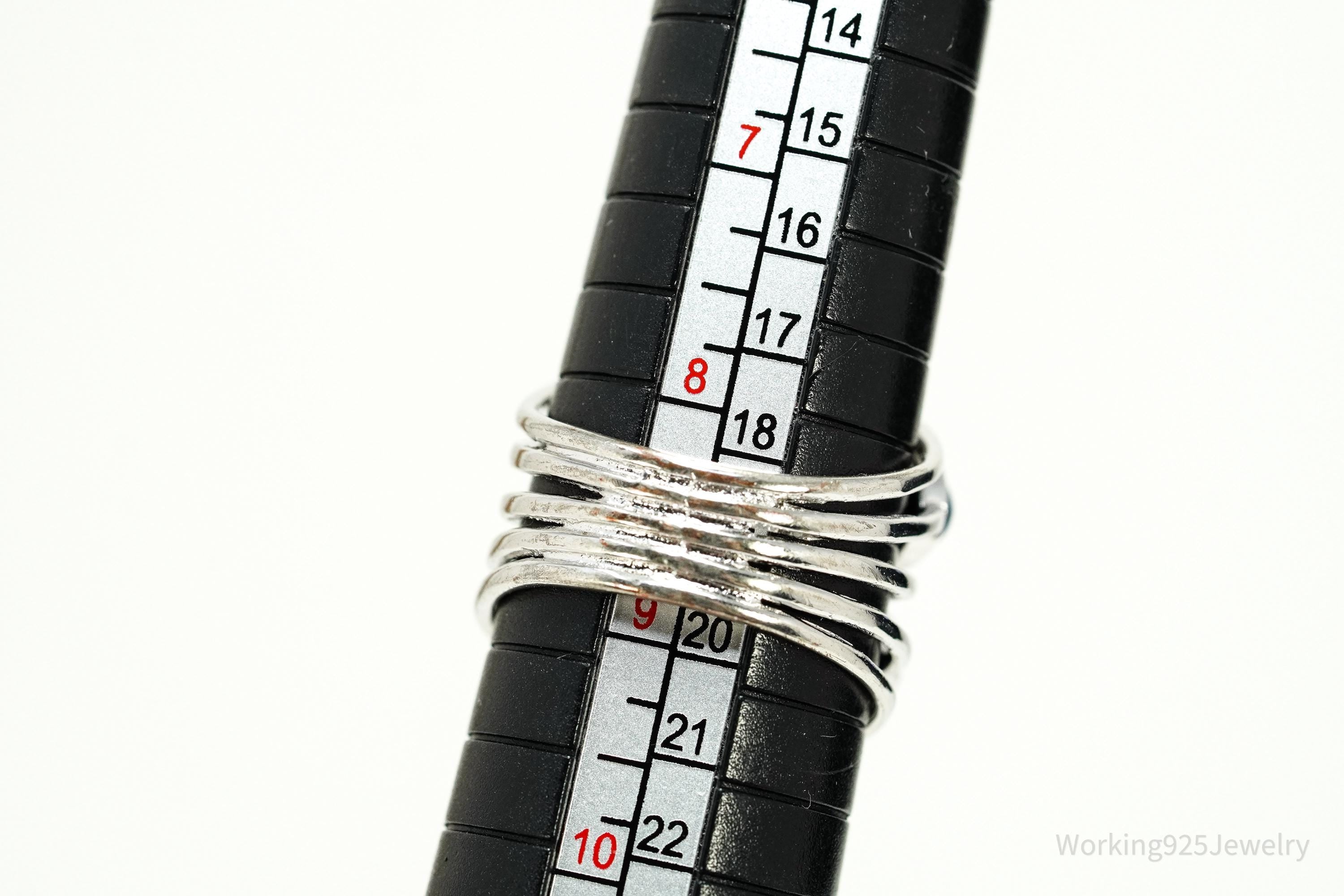 Vintage Lapis Lazuli Sterling Silver Plated Ring - Size 8.75