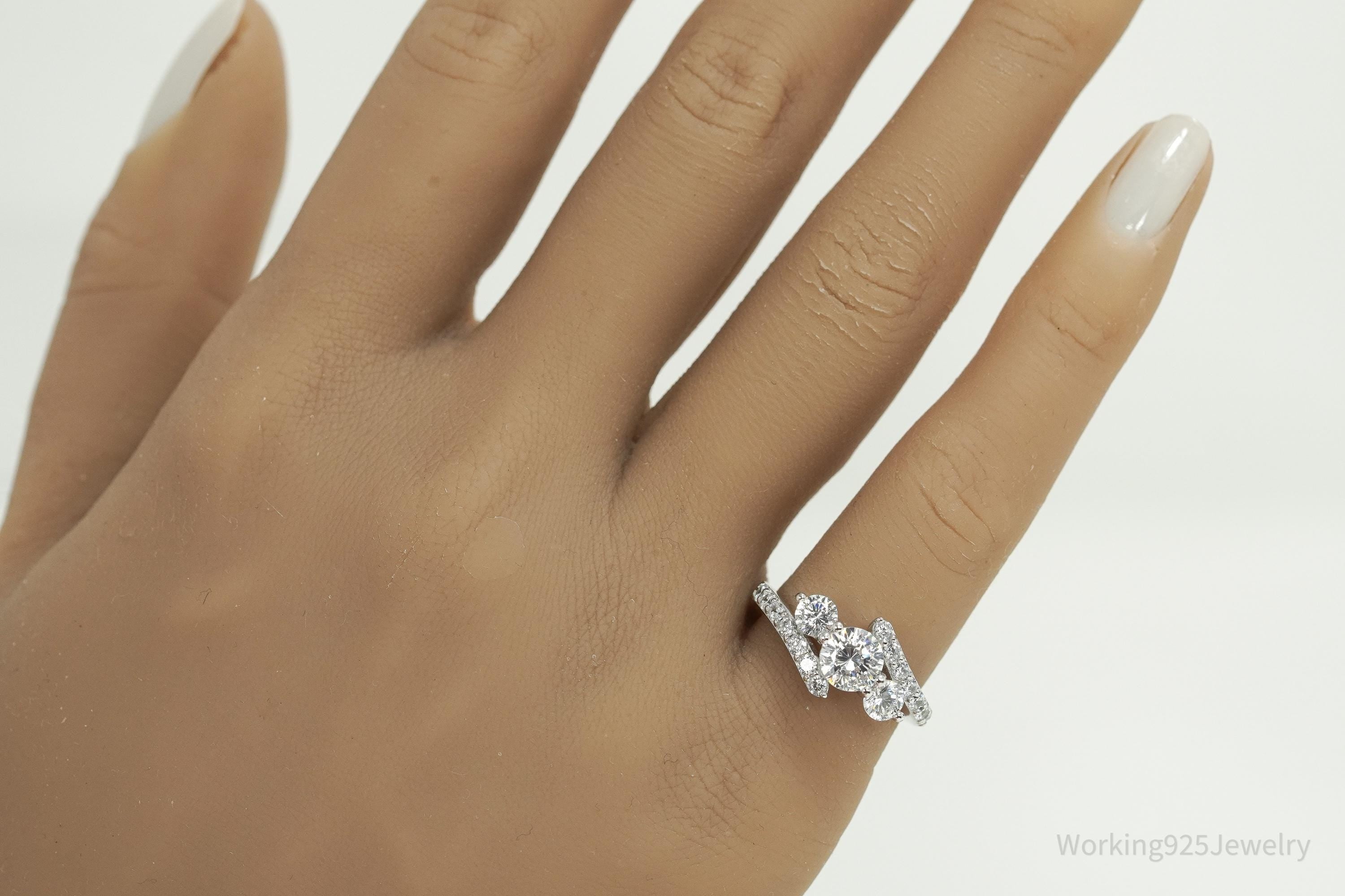 Vintage JCM Cubic Zirconia Sterling Silver Ring - Size 6