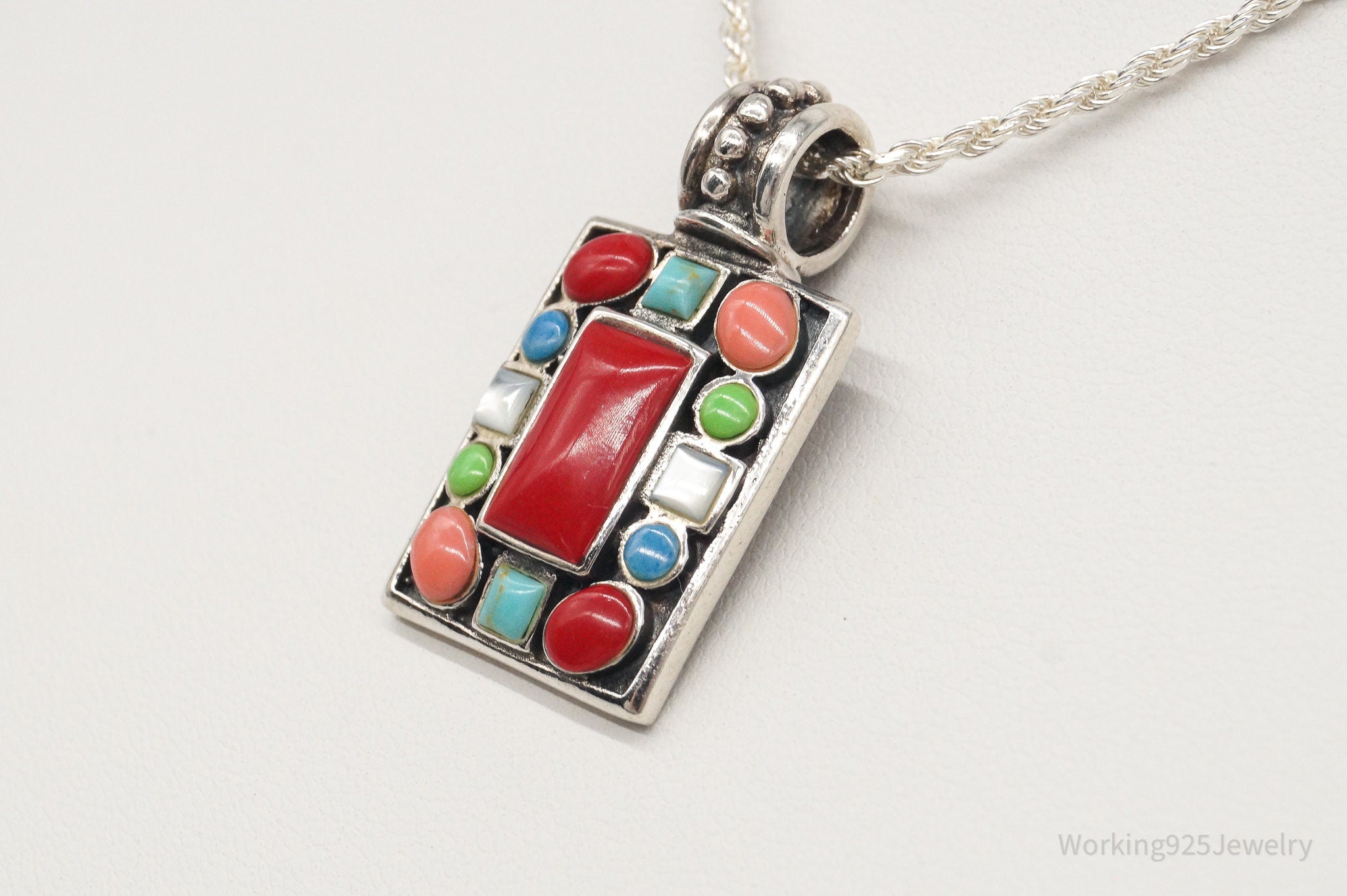 Vintage Multi Gem Sterling Silver Necklace