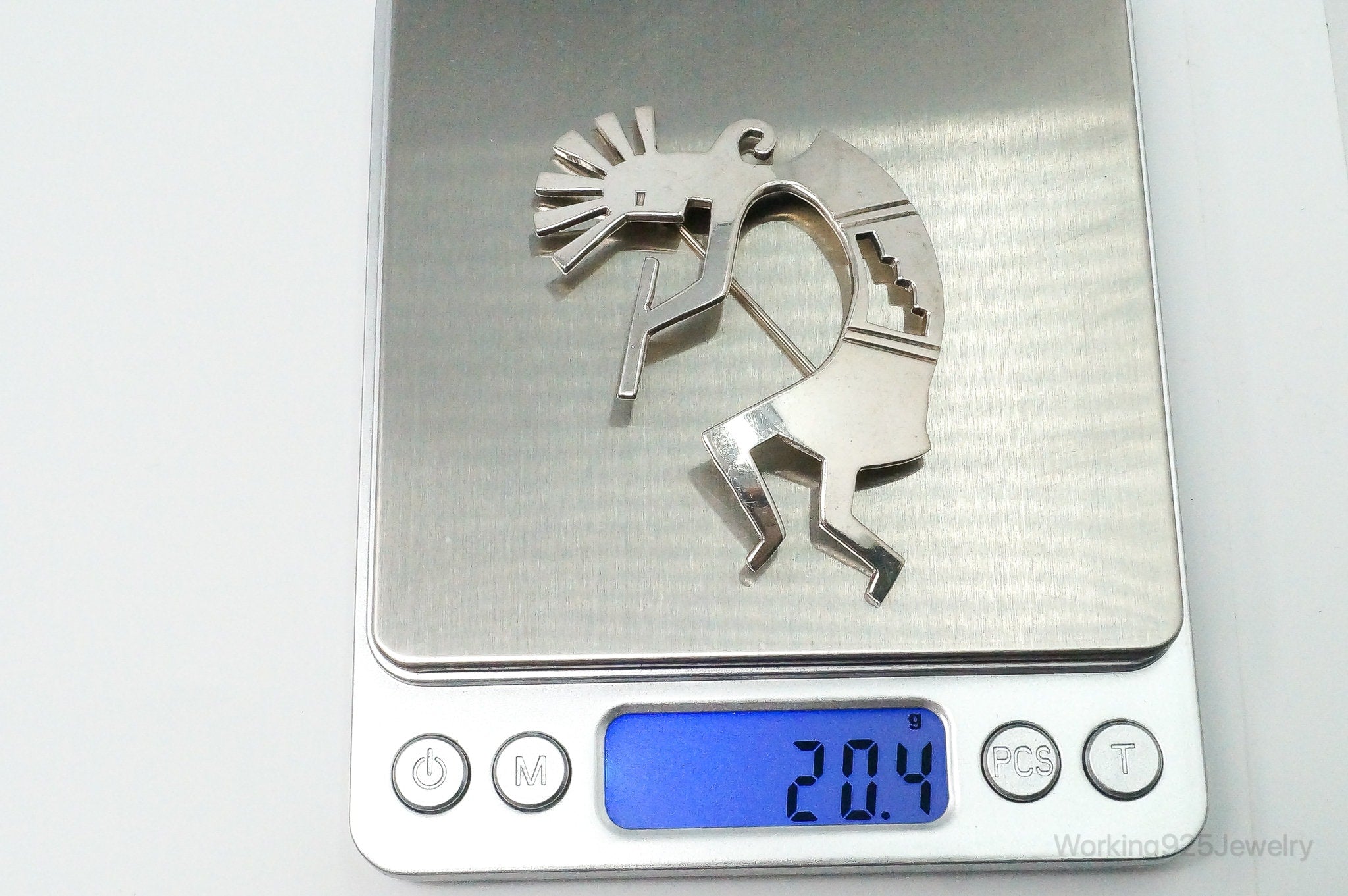 Large Vintage Native American Dancing Kokopelli Sterling Silver Brooch Pin