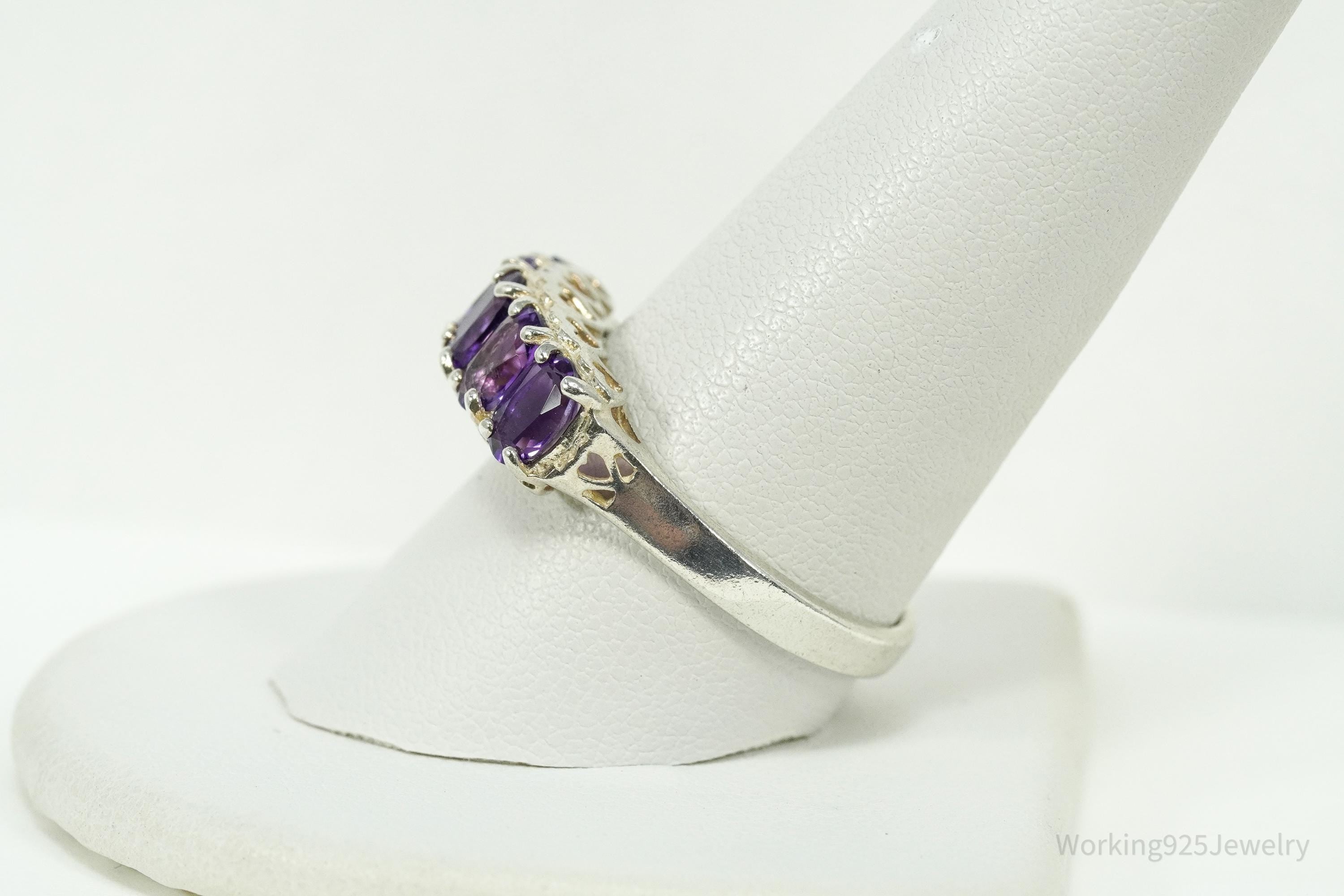 Vintage Amethyst Sterling Silver Ring - Size 9.75
