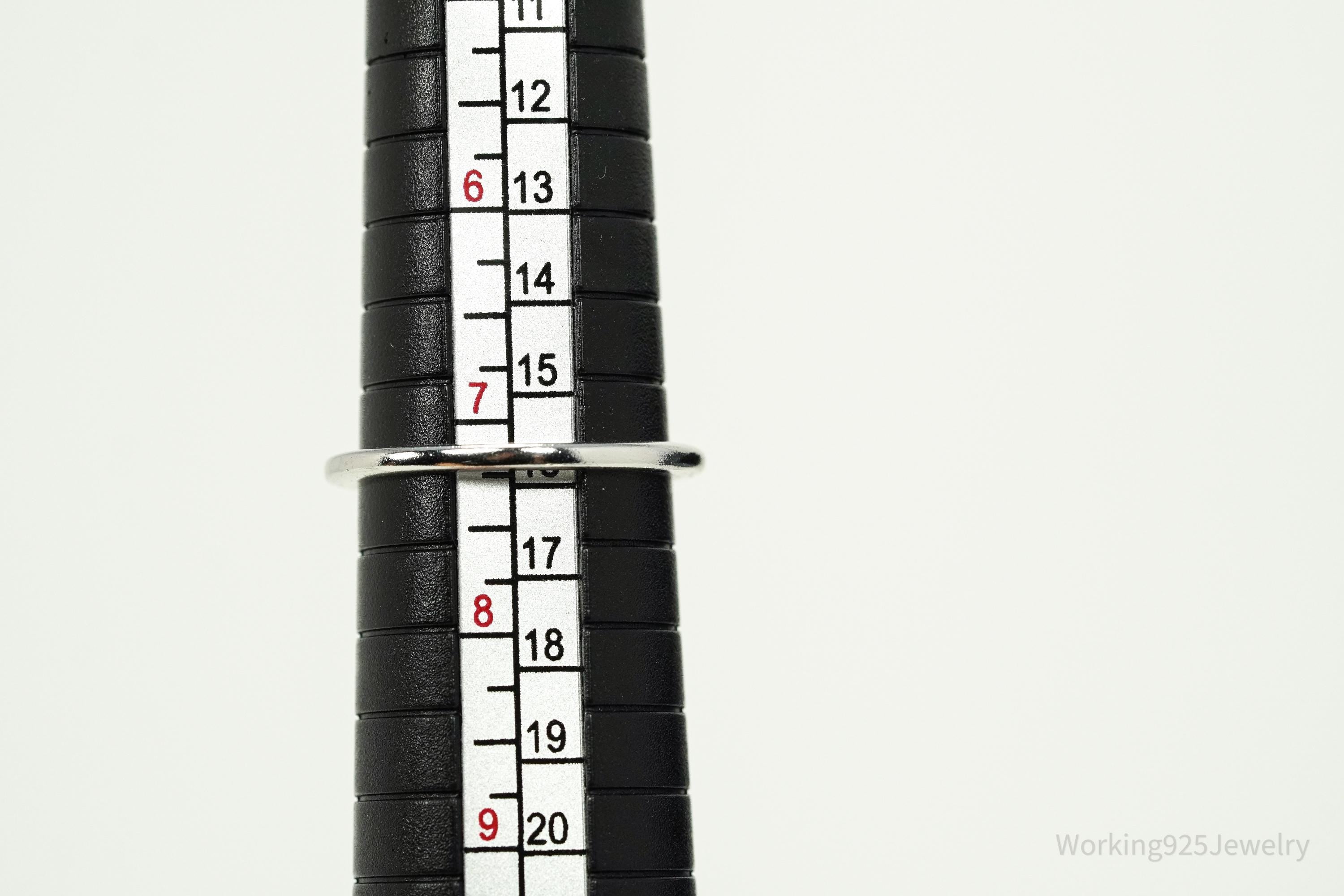 Vintage Cubic Zirconia Platinum Clad Sterling Silver Ring - Size 7.25