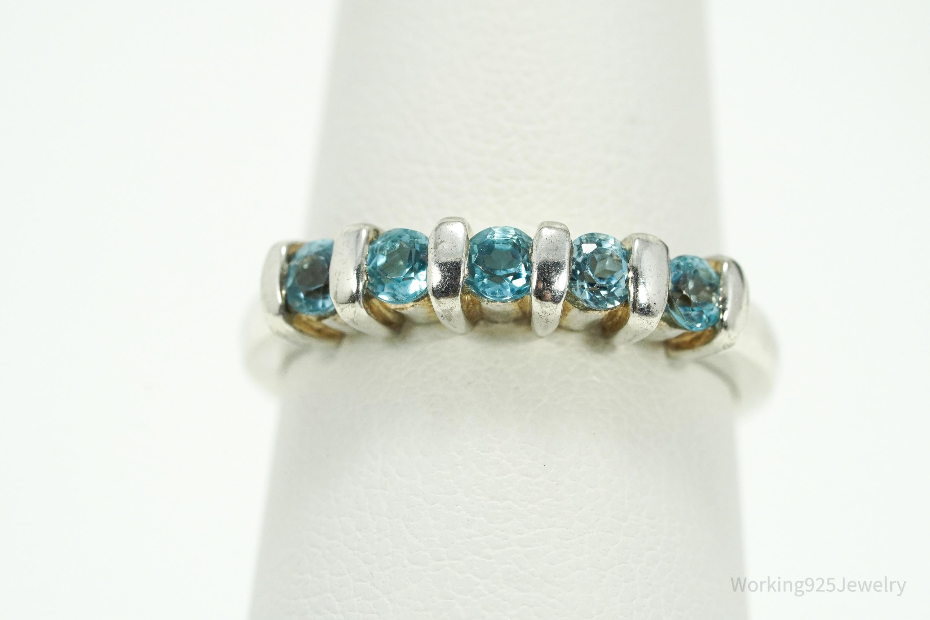 Vintage Blue Topaz Sterling Silver Ring - Size 8