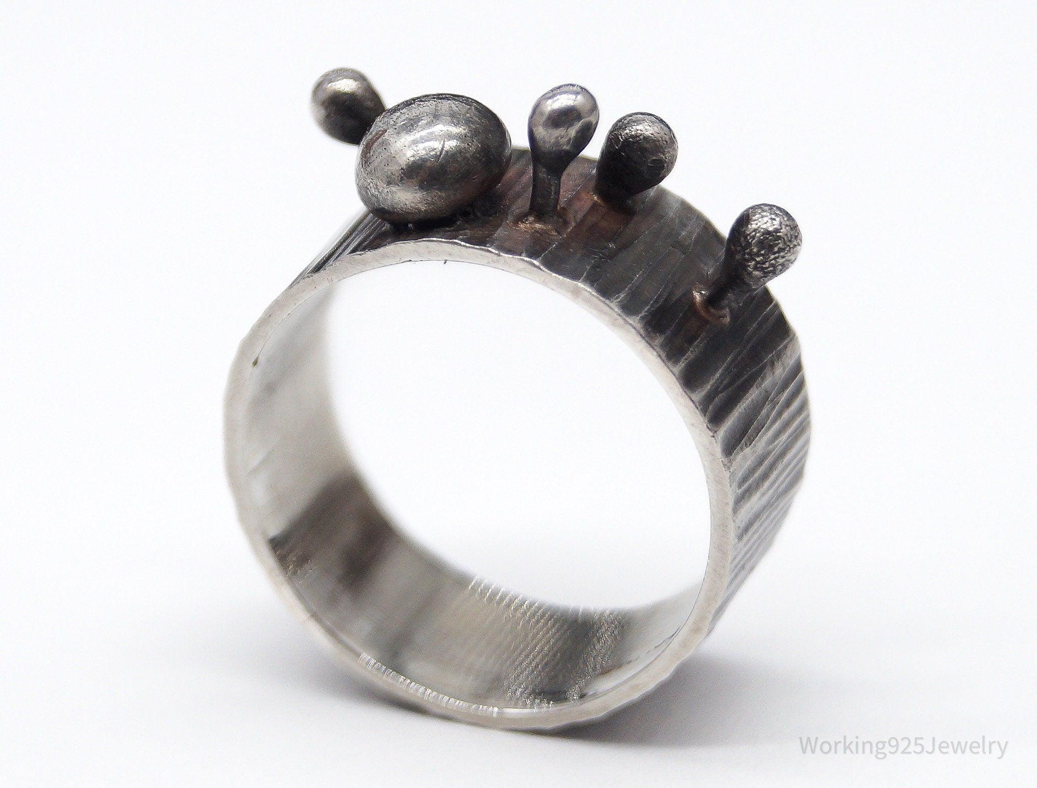 Vintage Brutalist Modernist Sterling Silver Ring - Size 3.75