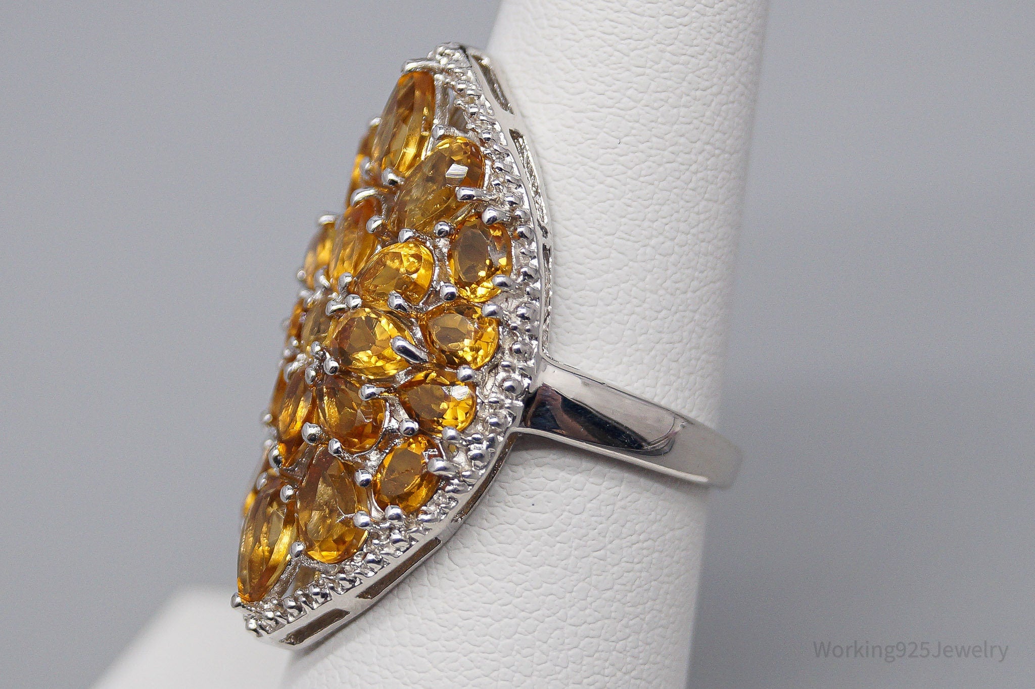 Vintage Citrine Sterling Silver Ring - Size 6.25