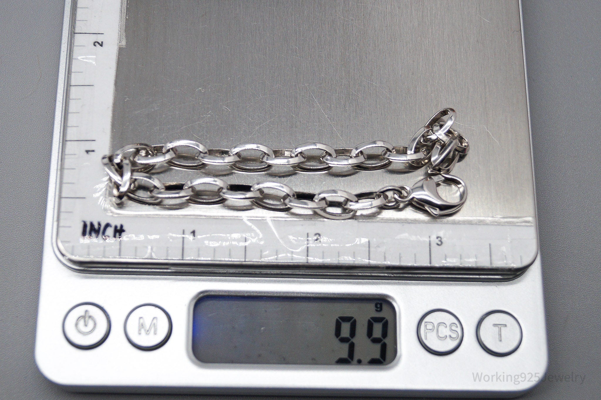 Vintage Chain Link Sterling Silver Bracelet - 7.5"