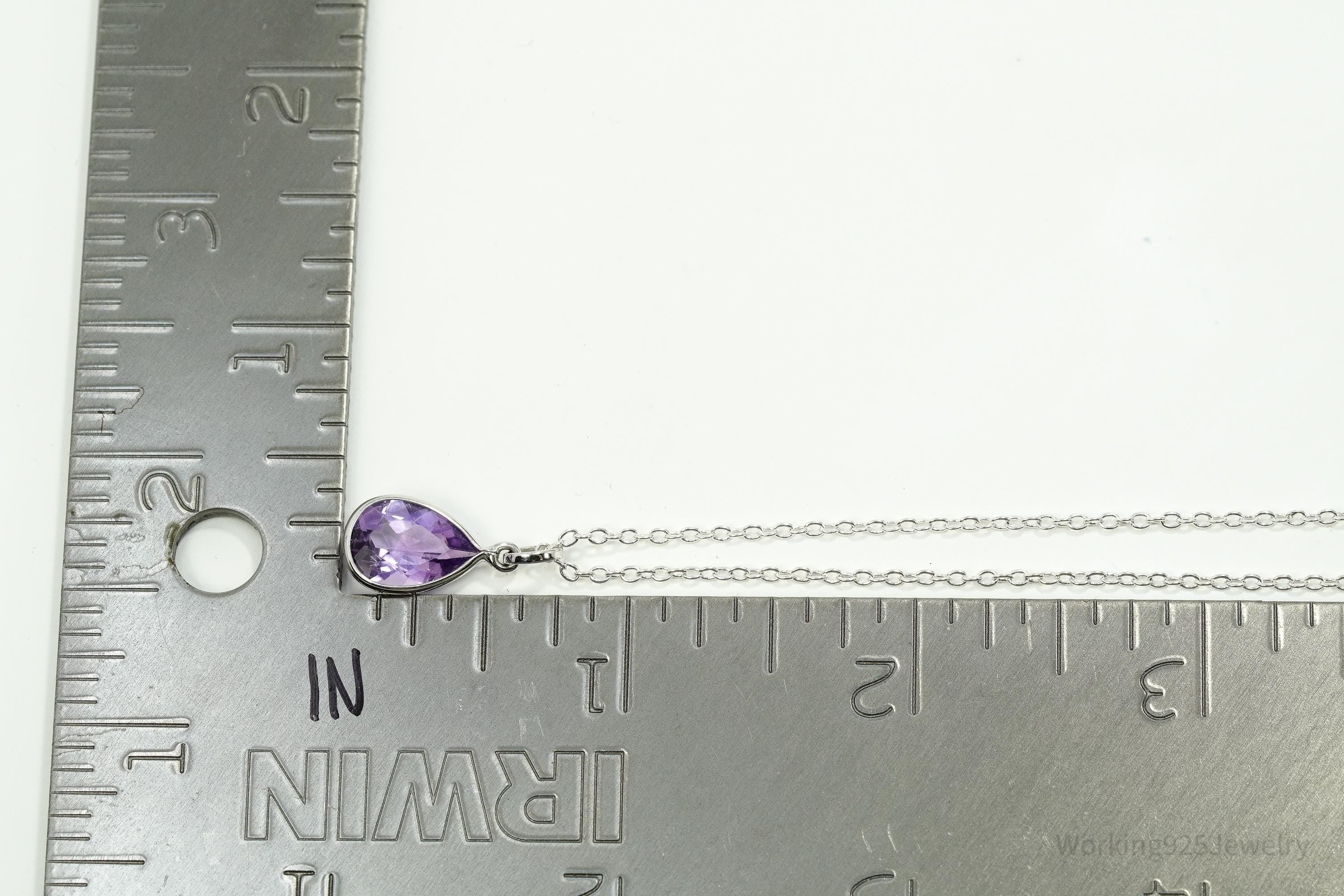 Vintage Purple Amethyst Sterling Silver Chain Necklace 18"