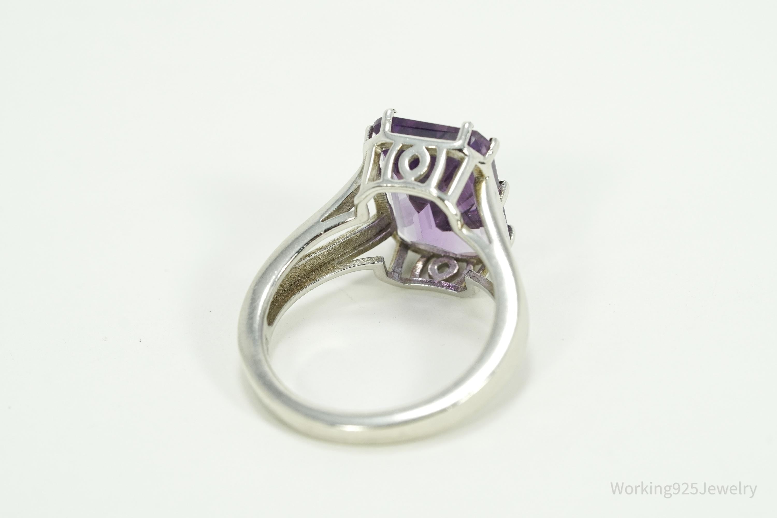 Vintage LNT Amethyst Sterling Silver Ring - Size 8.75