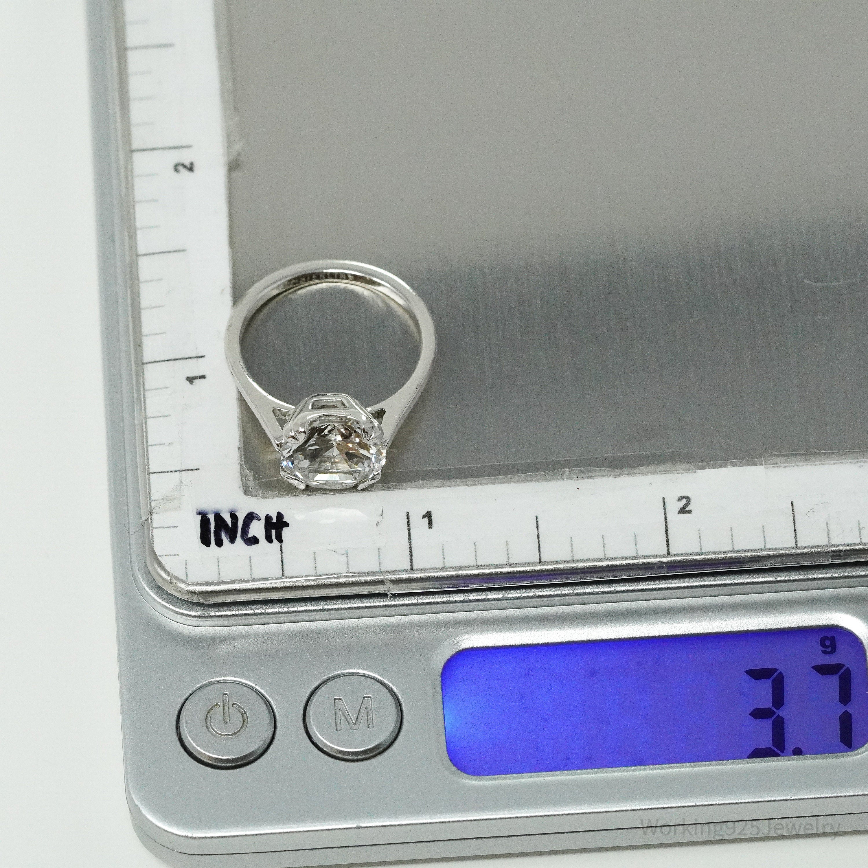 Antique Designer Uncas Faux Diamond Sterling Silver Band Ring - Size 8