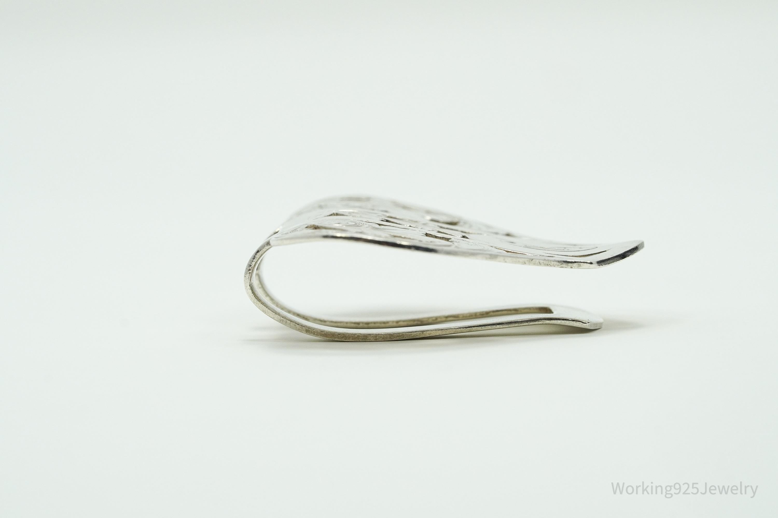 Antique Designer Webster Initial Sterling Silver Napkin Money Clip