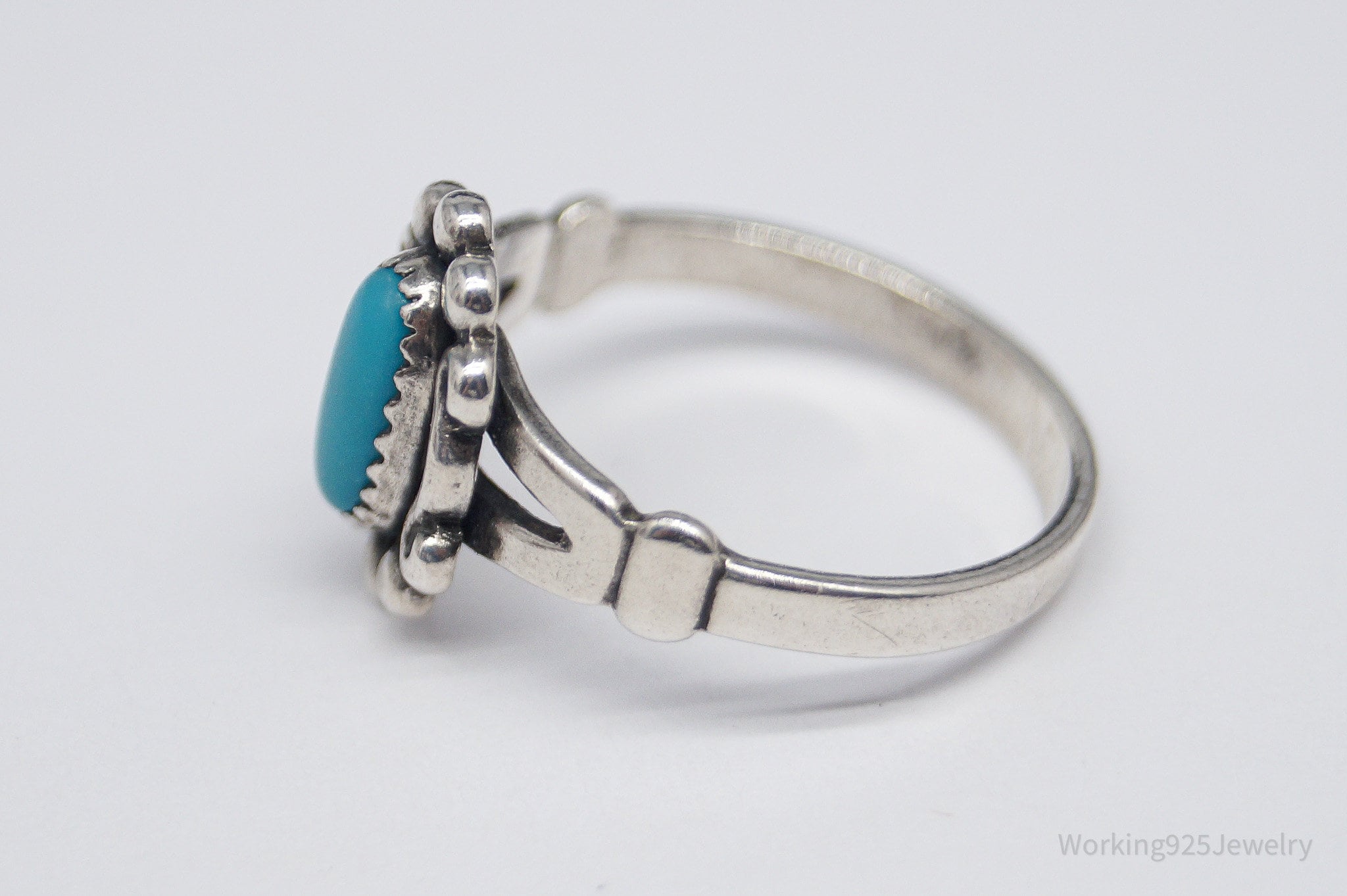 Vintage Native Bell Trading Post Turquoise Sterling Silver Ring - Size 5