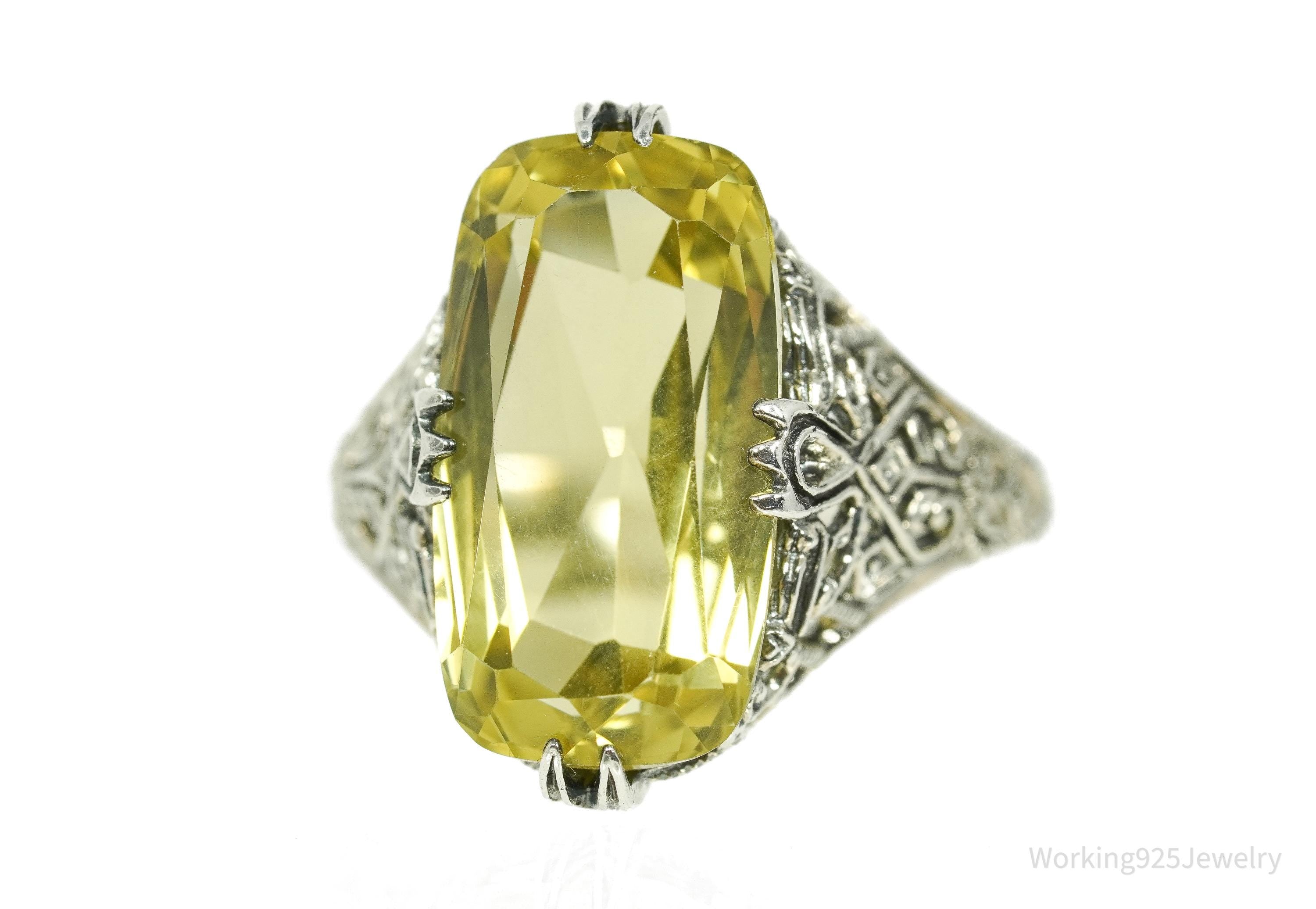 Vintage Designer CNA Citrine Sterling Silver Ring - Size 7