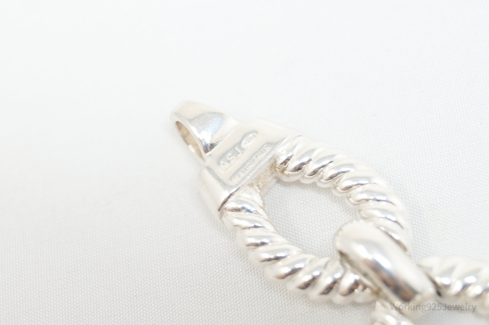 Vintage Designer ASJ Mauritius Art Deco Cable Cord Sterling Silver Bracelet